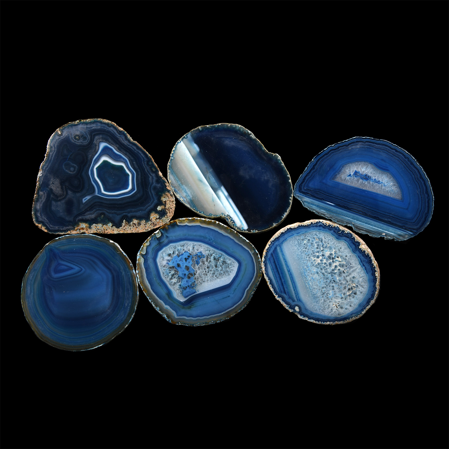 Natural History - Cut and Polished Agate Crystal Geode Slice Group