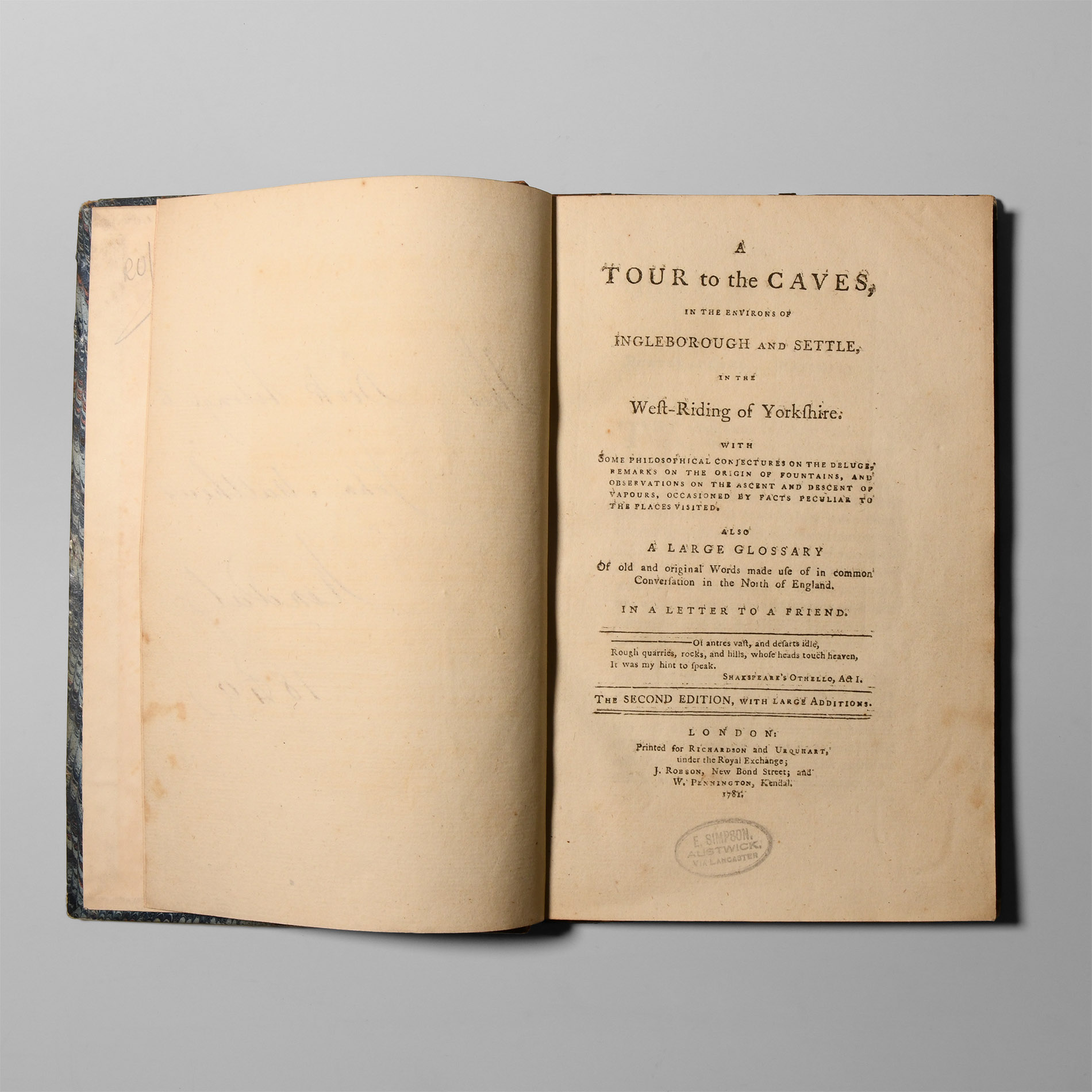 Natural History Books - Hutton - Tour to the Caves -bound with Smith - Limestone Caves of Craven
