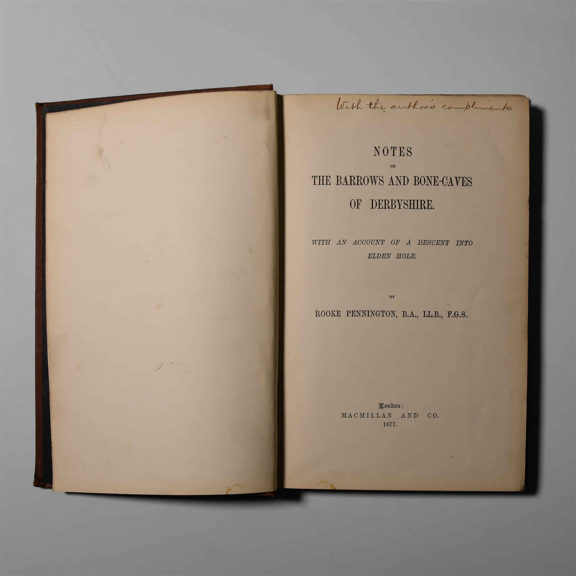 Natural History Books - Pennington - Barrows and Bone-Caves of Derbyshire