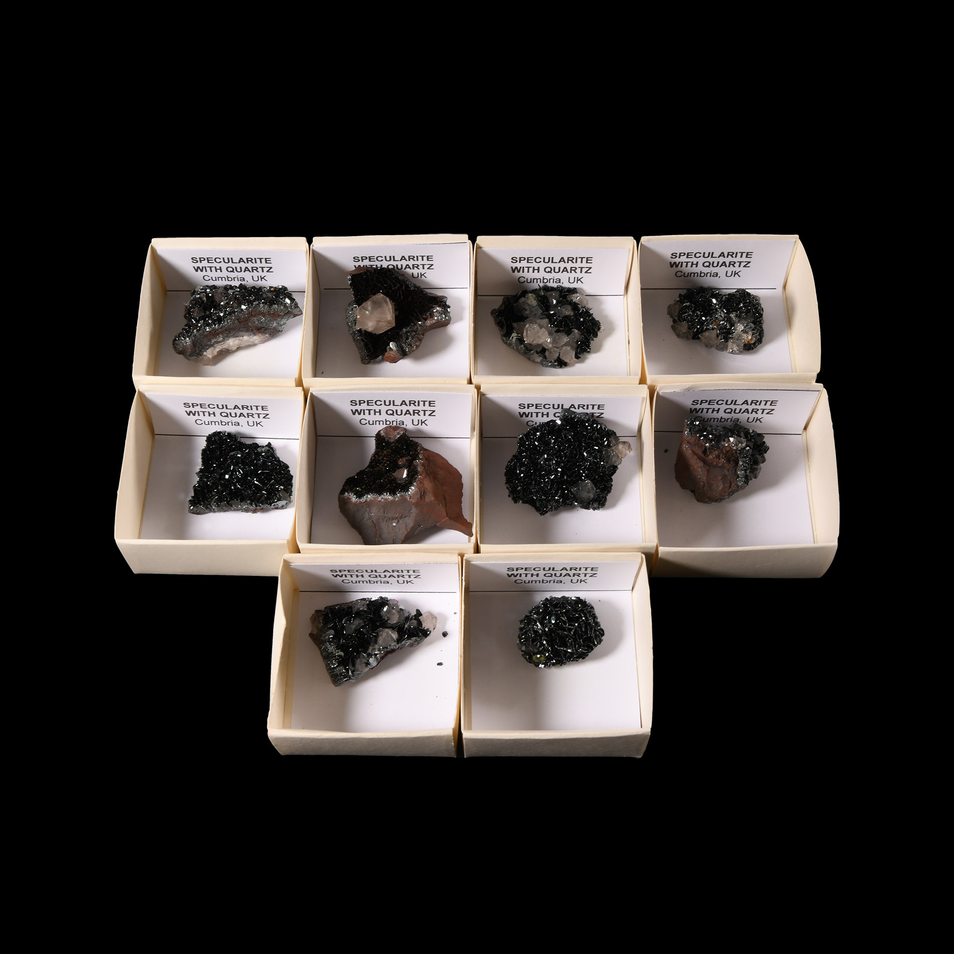 Natural History - British Specularite with Quartz Crystal Group