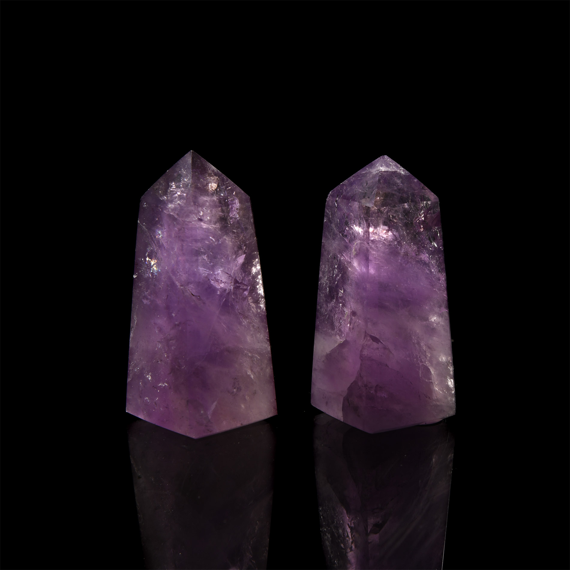 Natural History - Cut and Polished Amethyst Crystal Obelisk Group