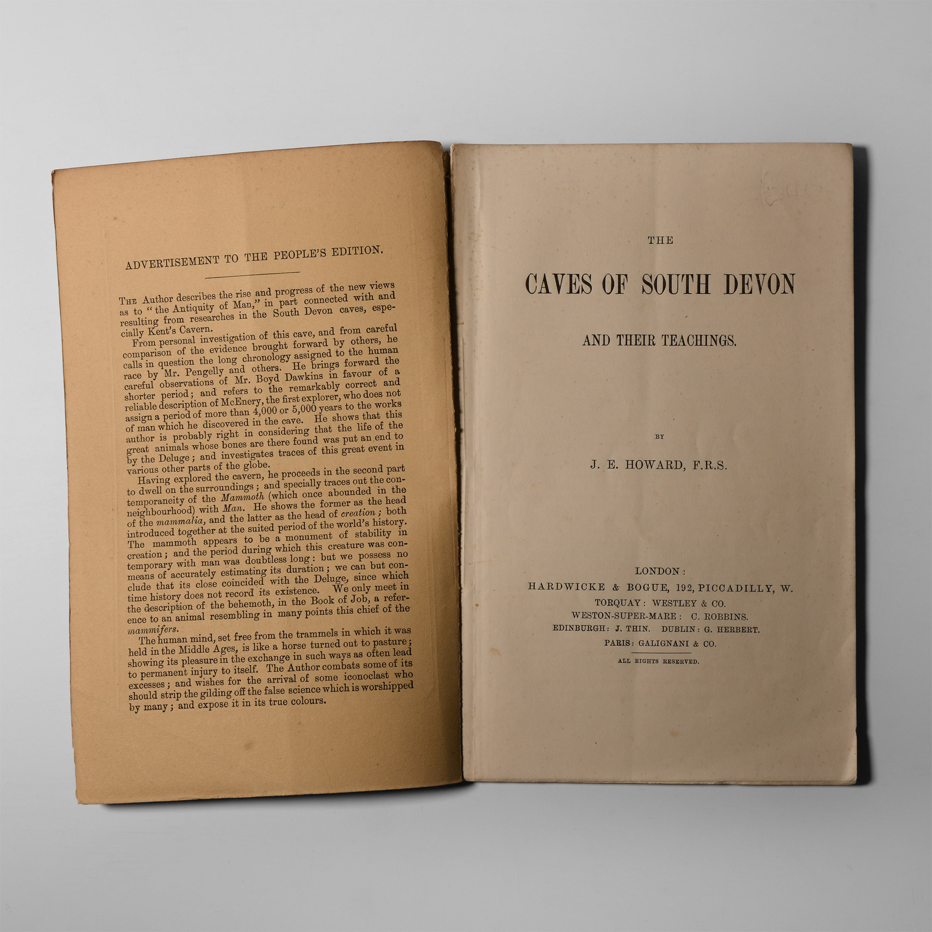 Natural History Books - Howard - Caves of South Devon