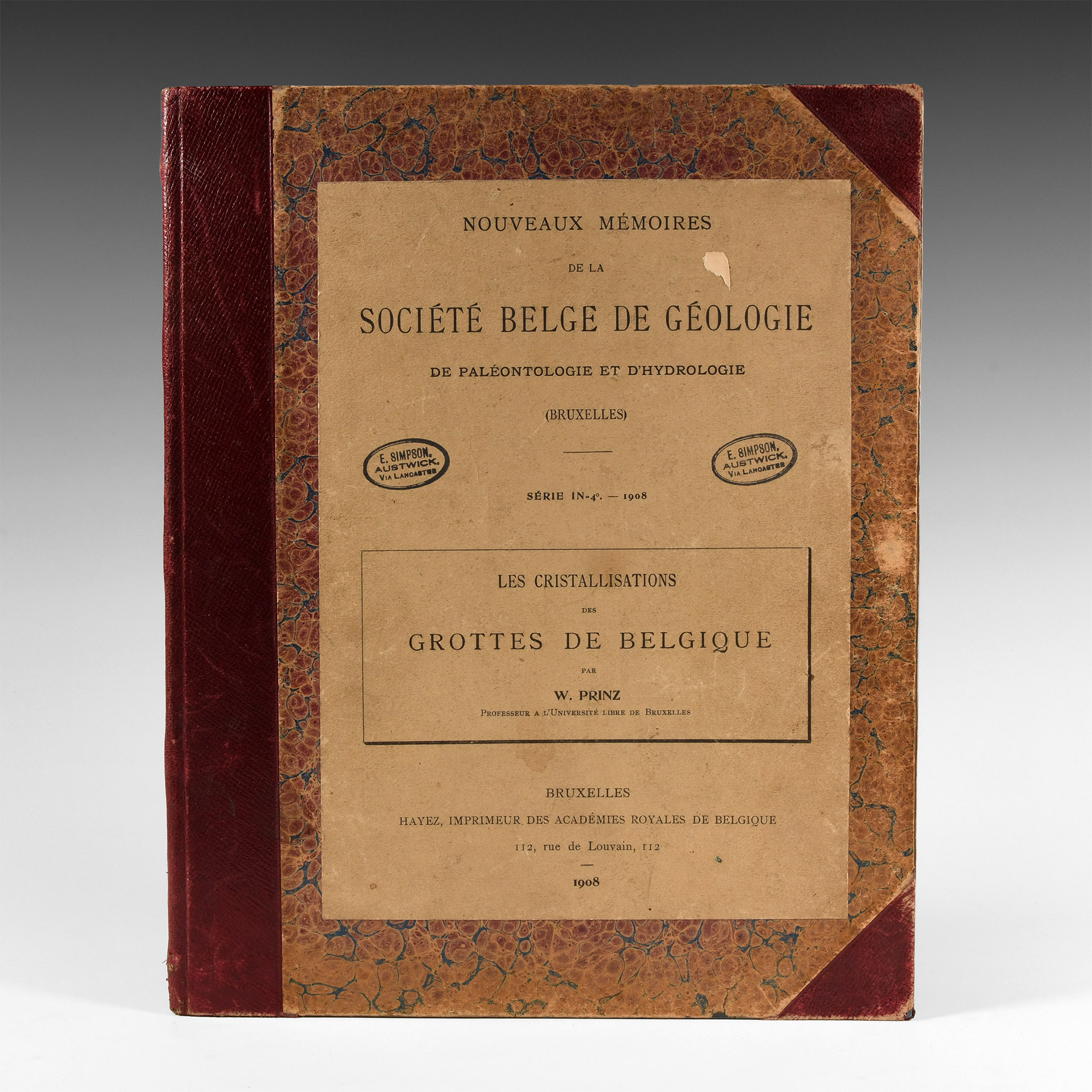 Natural History Books - Prinz - Les Cristallisations des Grottes de Belgique