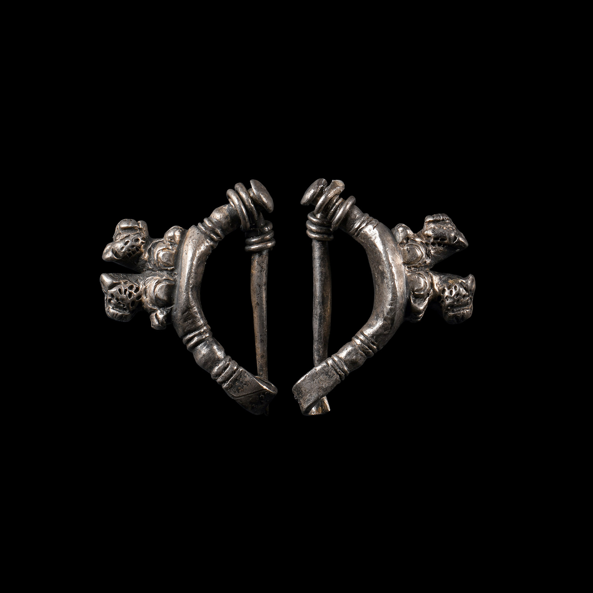 Achaemenid Silver Feline Brooch Pair