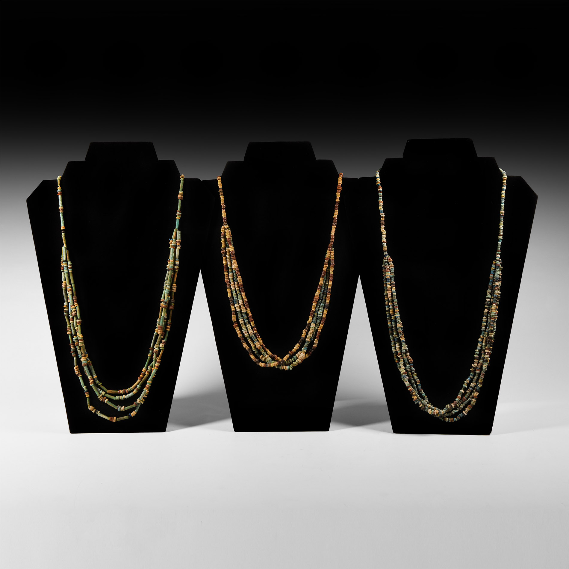 Egyptian Multi-Stranded Mummy Bead Necklace Collection