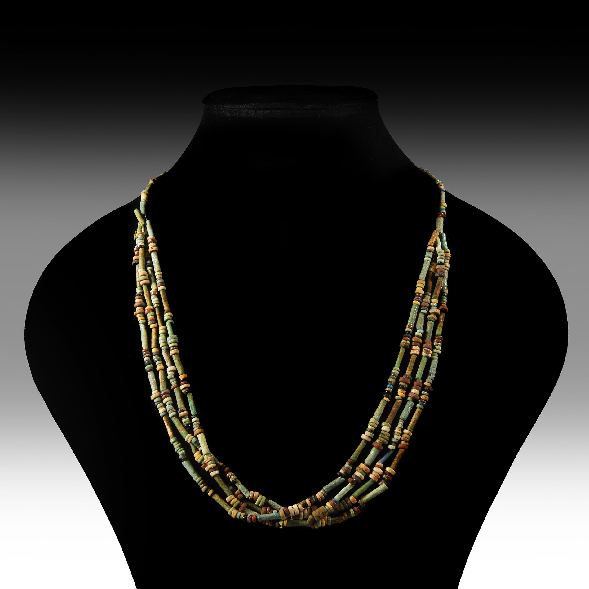 Egyptian Multi-Stranded Mummy Bead Necklace