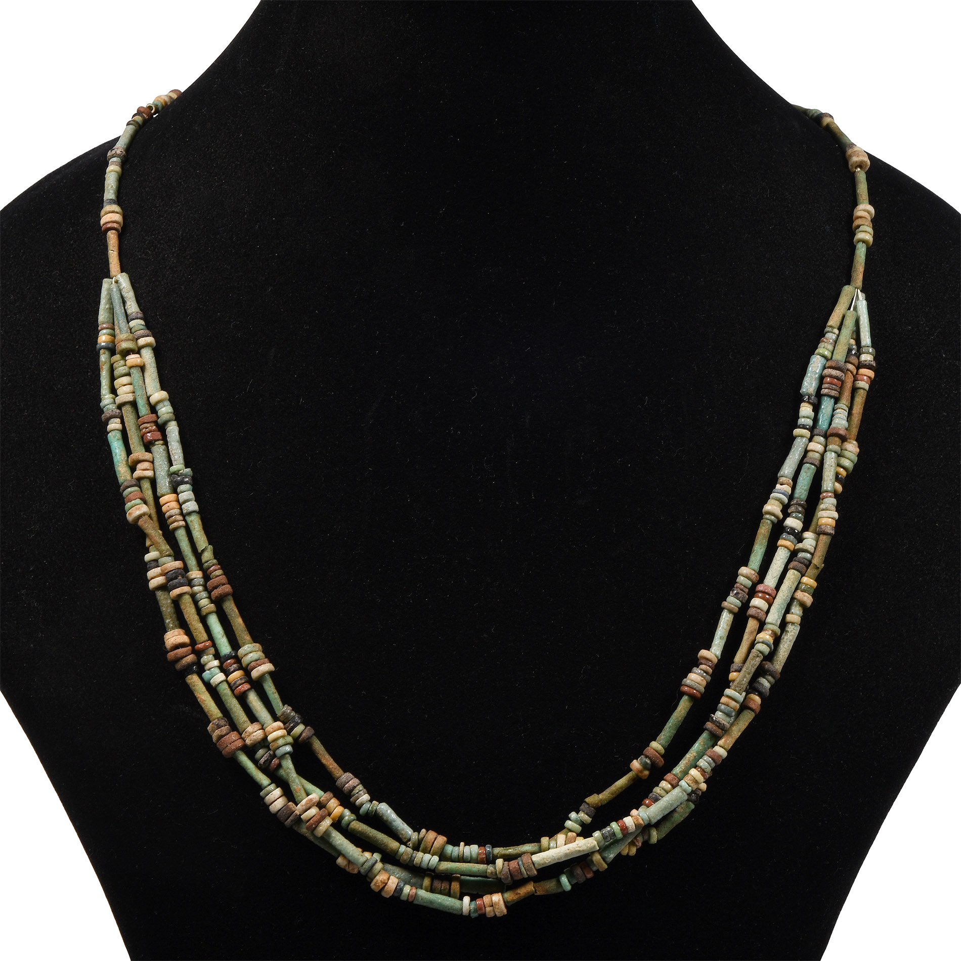 Egyptian Multi-Stranded Mummy Bead Necklace