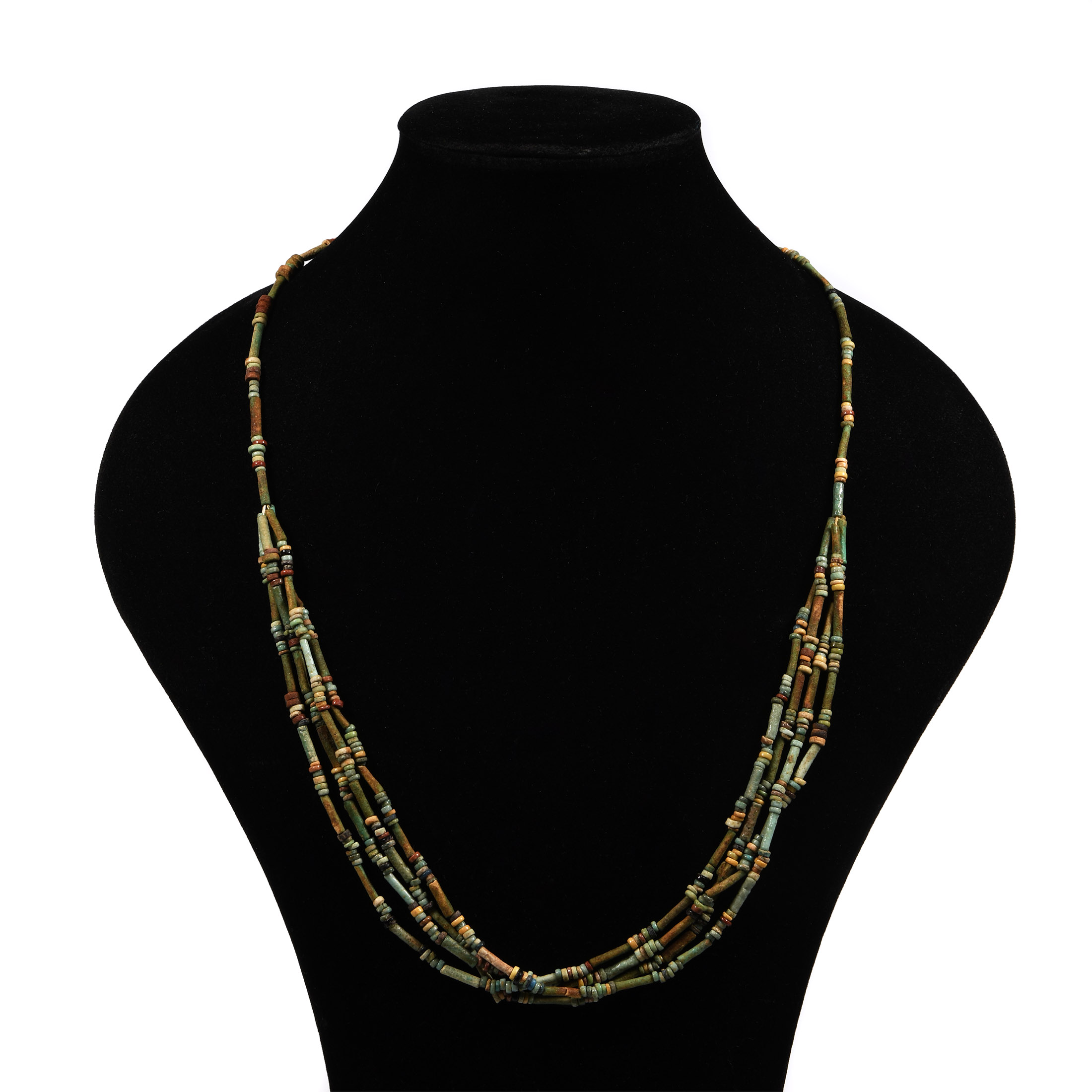 Egyptian Multi-Stranded Faience Mummy Bead Necklace