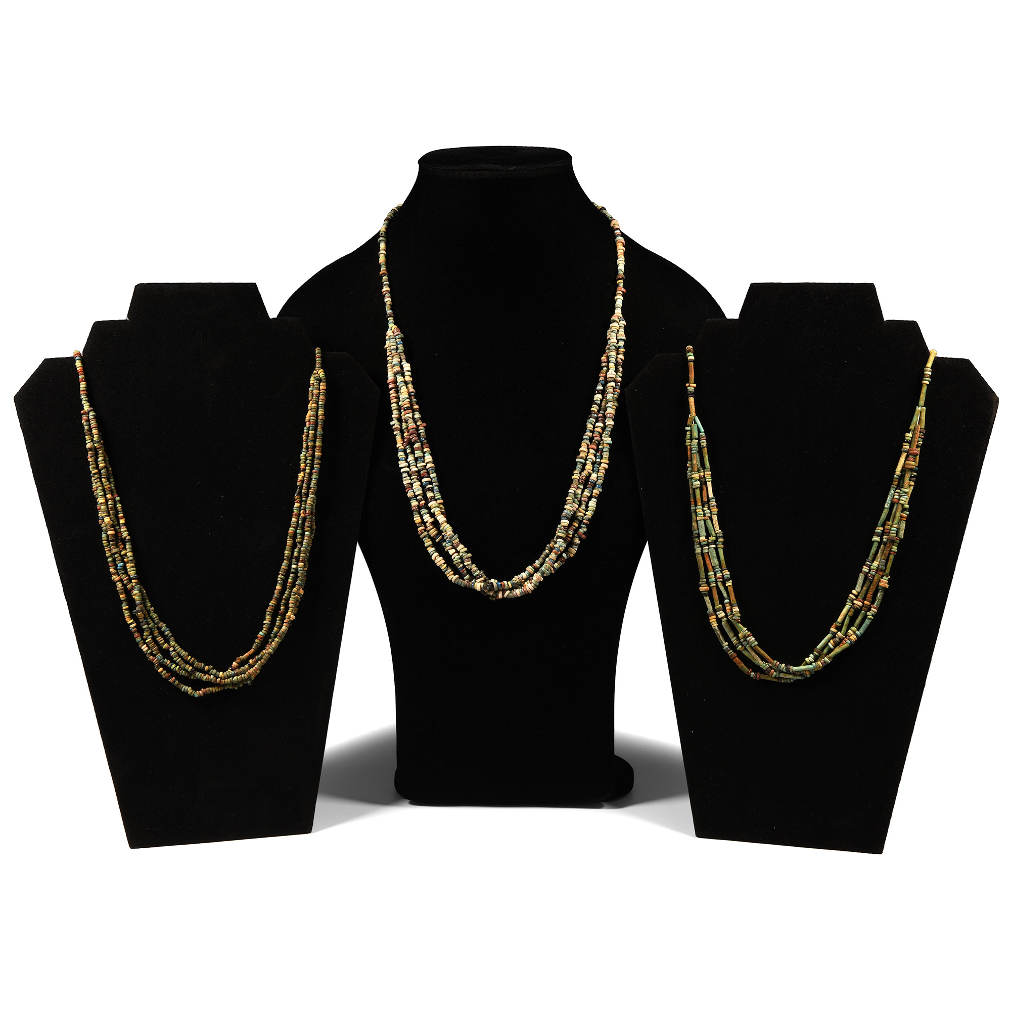 Egyptian Multi-Stranded Mummy Bead Necklace Collection