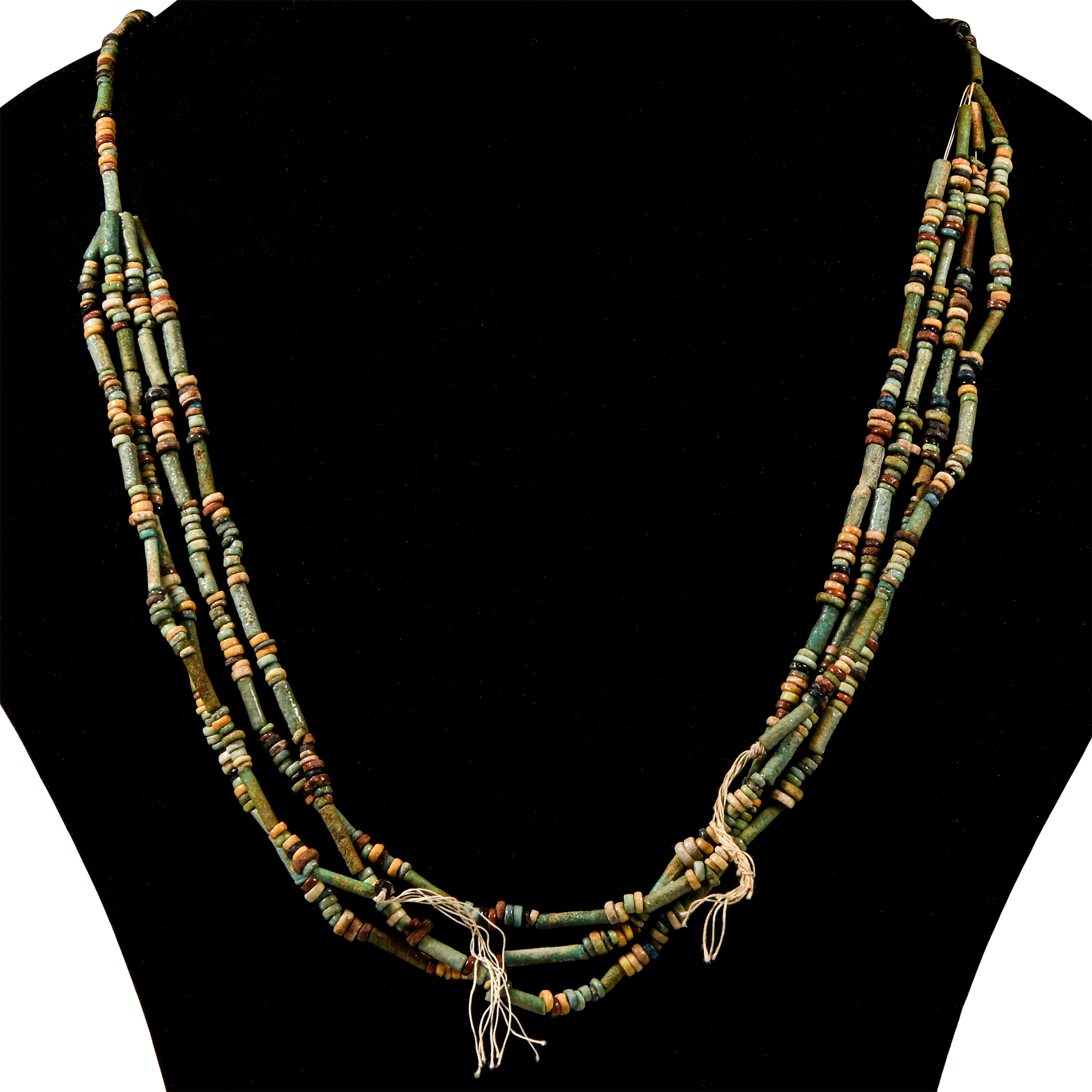Egyptian Multi-Stranded Faience Mummy Bead Necklace