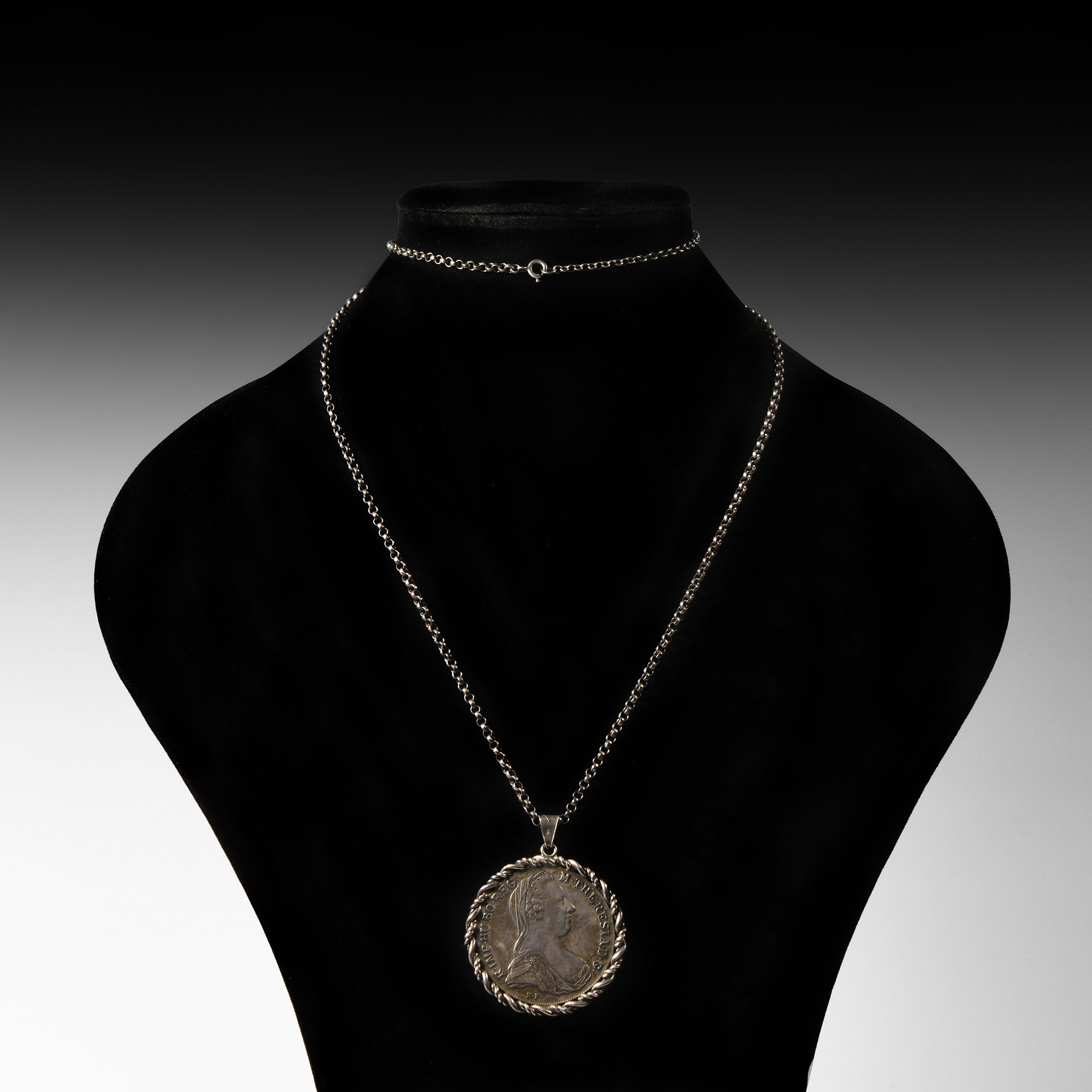 Post Medieval Silver Thaler Pendant Necklace
