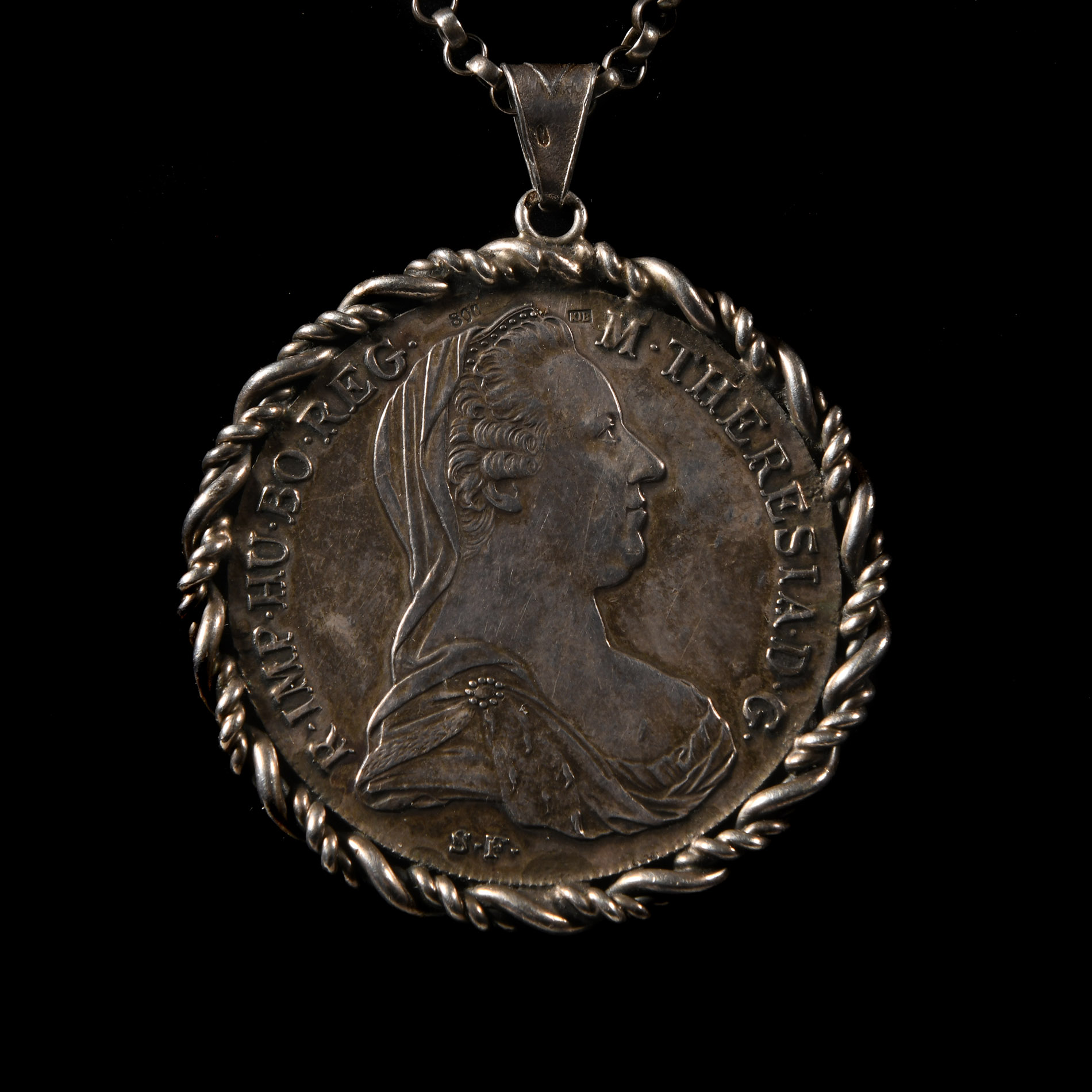 Post Medieval Silver Thaler Pendant Necklace