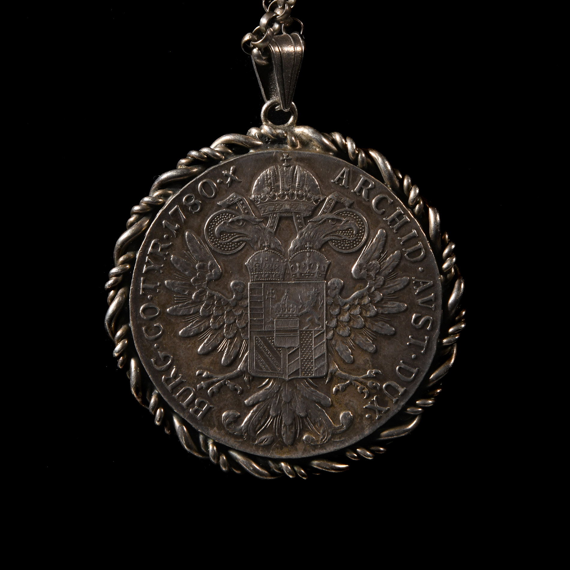 Post Medieval Silver Thaler Pendant Necklace