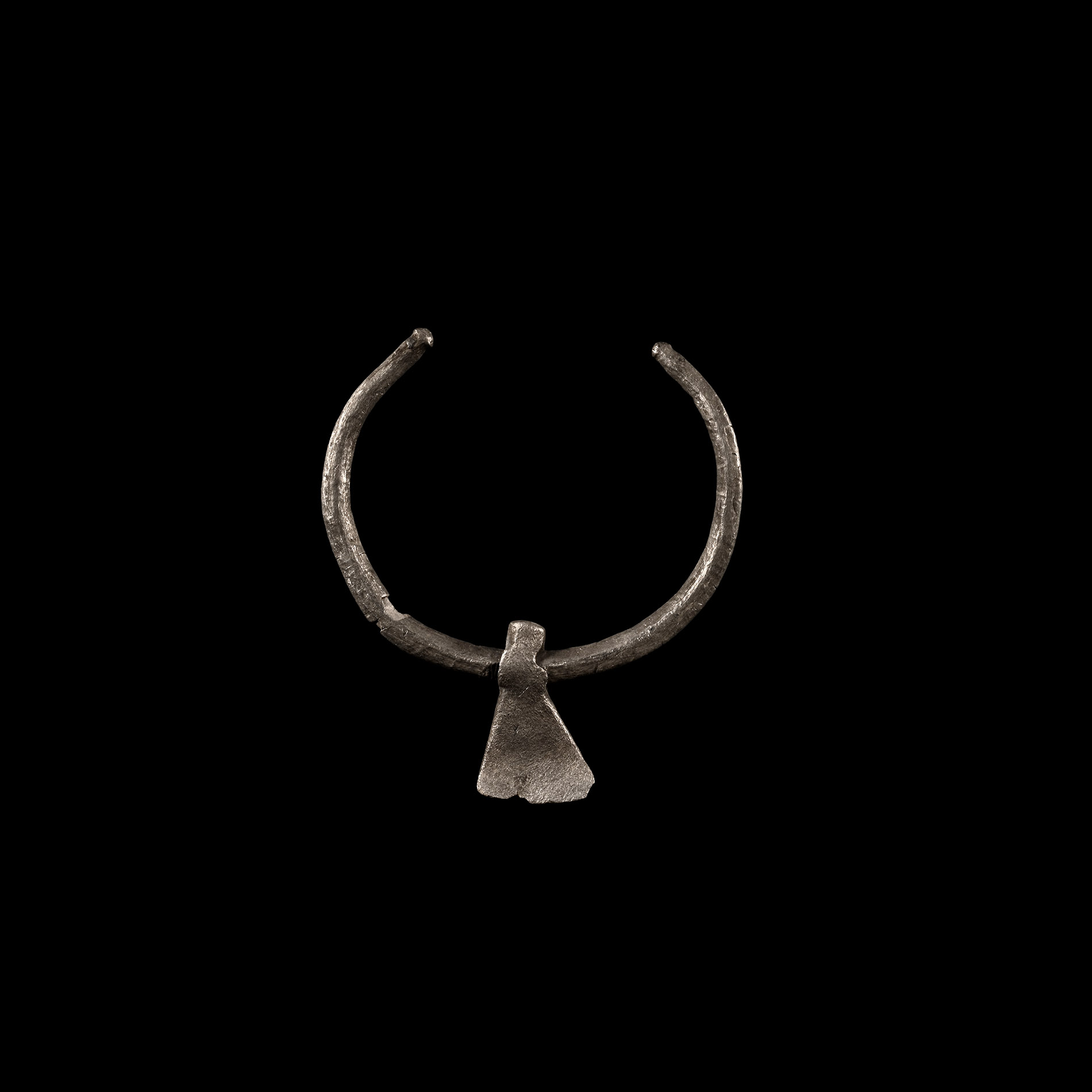 Iron Age Celtic Silver Axe Pendant with Loop