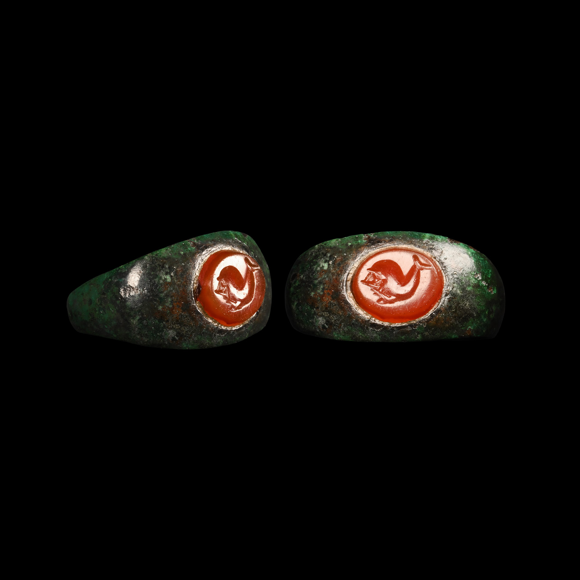 Roman Ring with Dolphin Gemstone