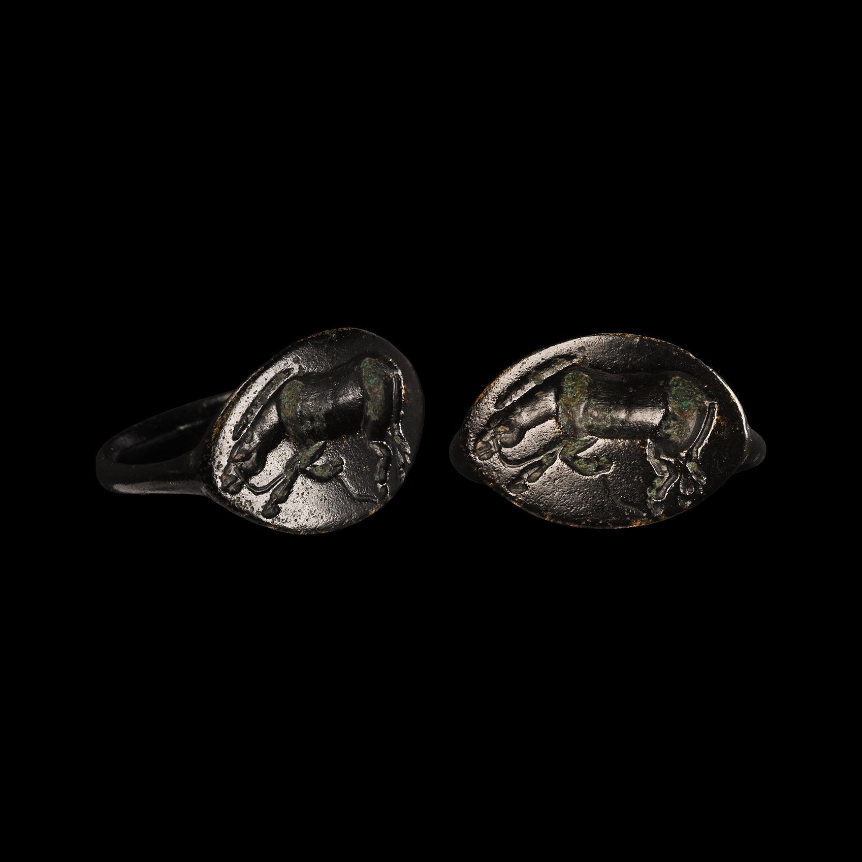 Greek Bronze Seal Ring with Horse