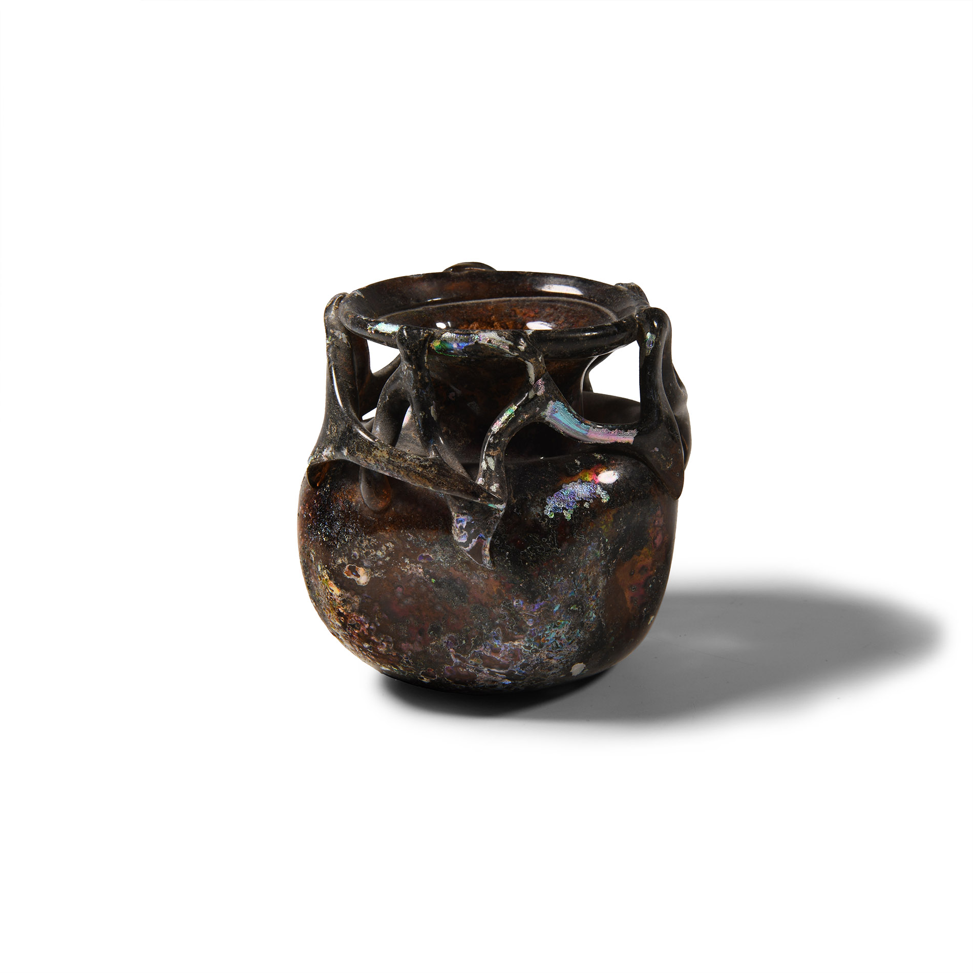 Roman Aubergine Glass Vessel with Trails