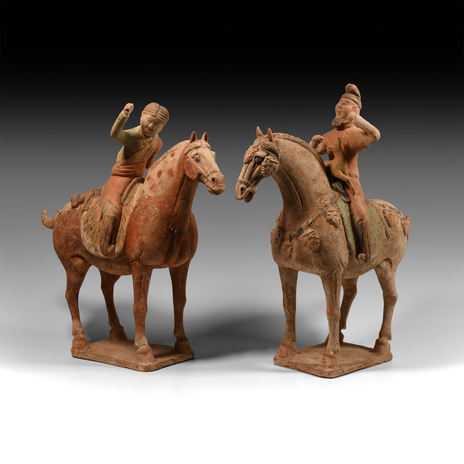Chinese Tang Hunter Pair on Horseback