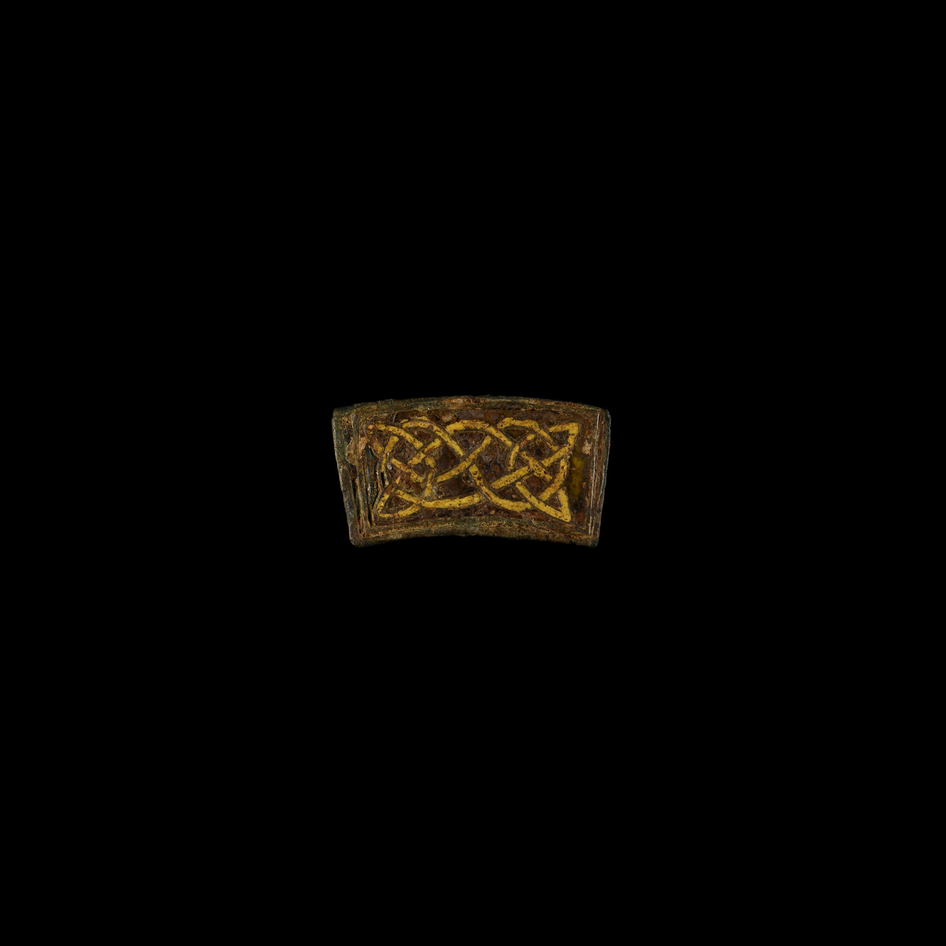 Anglo-Saxon Red and Yellow Enamelled Interlace Mount