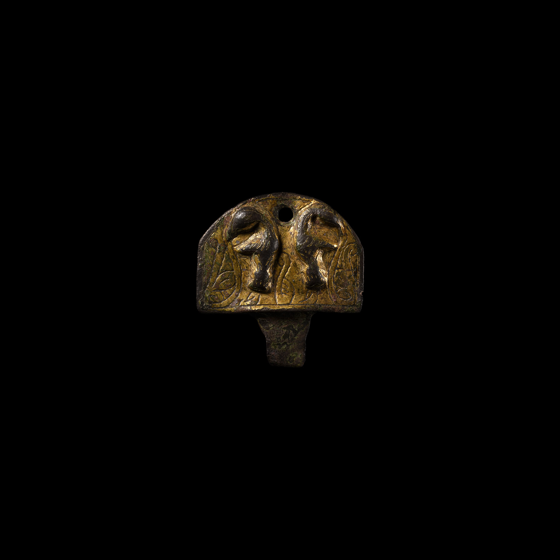 Magyar Gilt Sword Scabbard Mount with Two Ravens