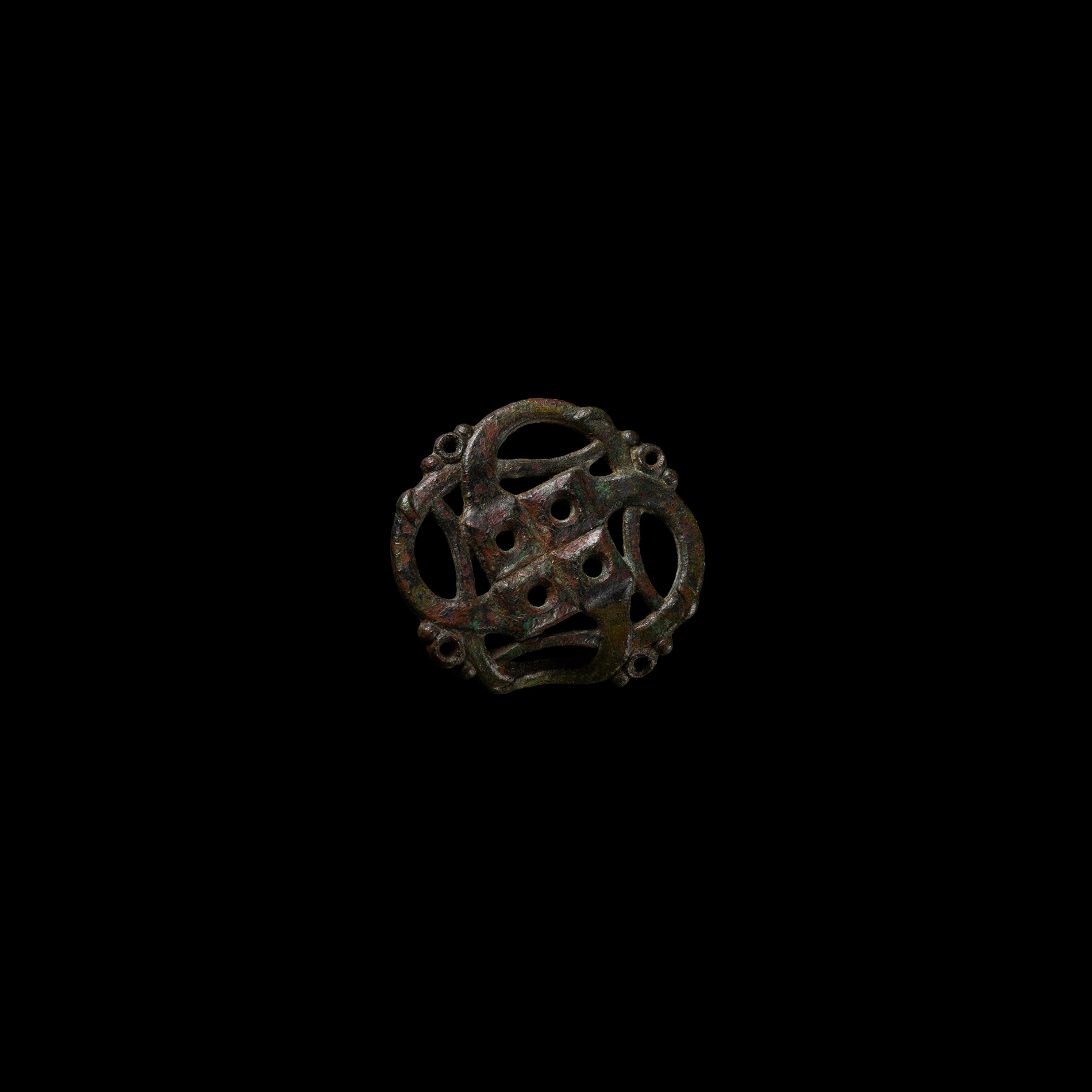 Anglo-Scandinavian Viking Quatrefoil Dragon-Whorl Mount