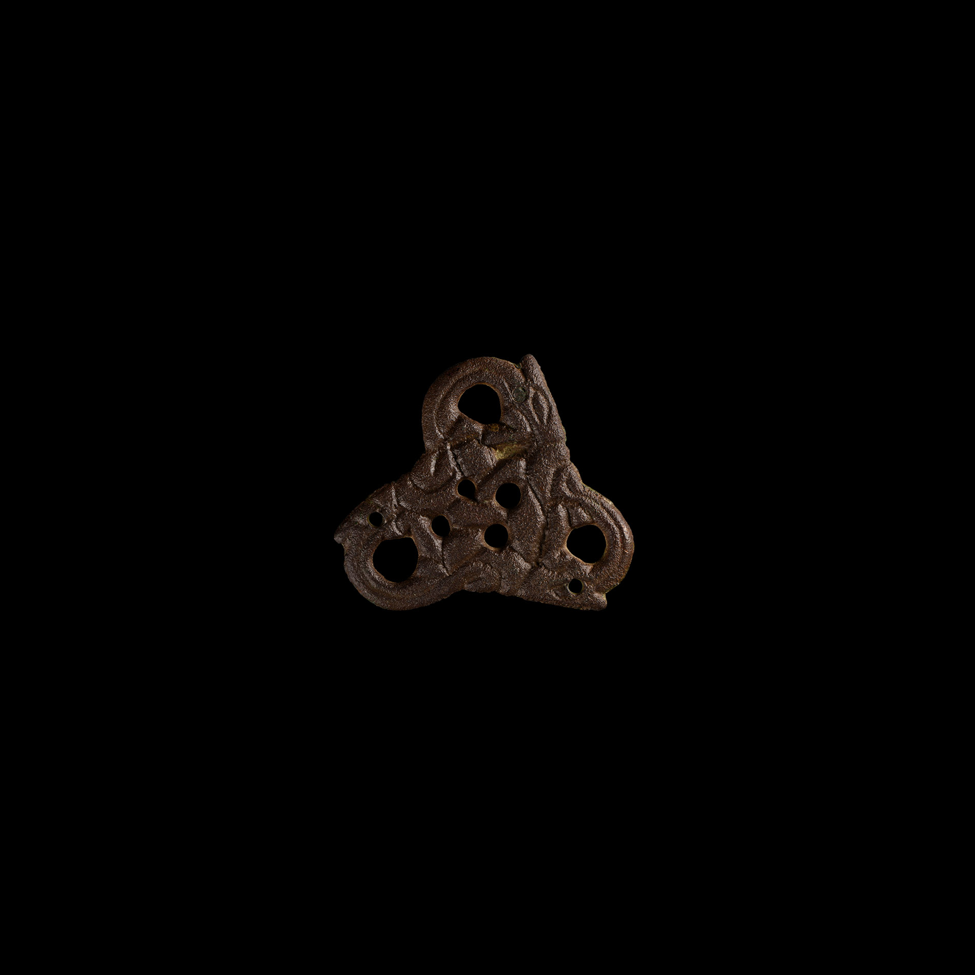 Anglo-Scandinavian Viking Trefoil Dragon-Whorl Mount