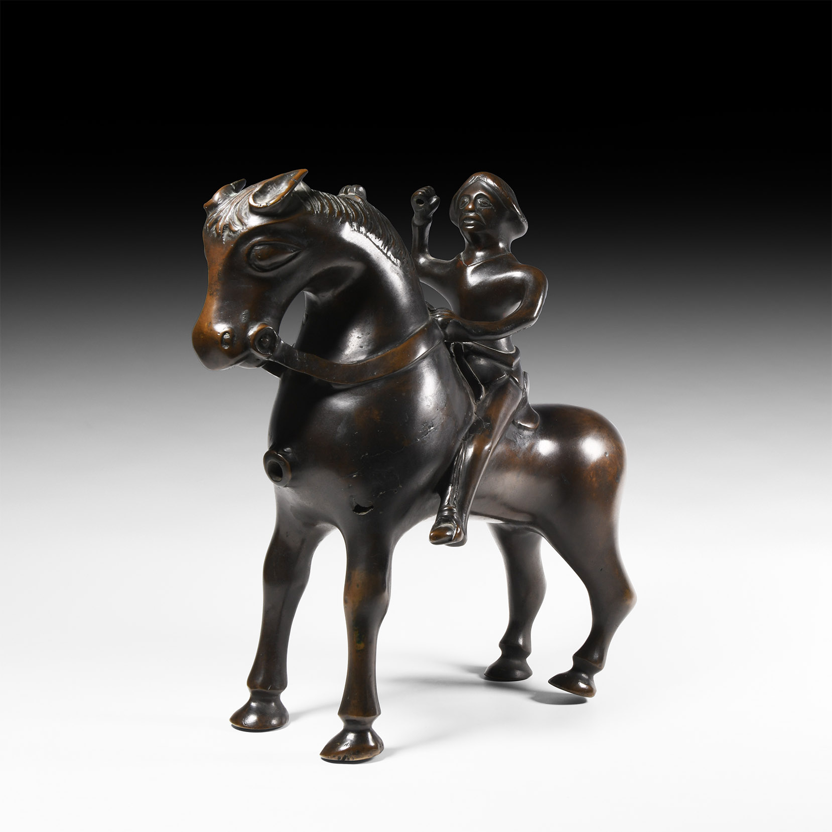 Bronze Aquamanile with Horse and Rider