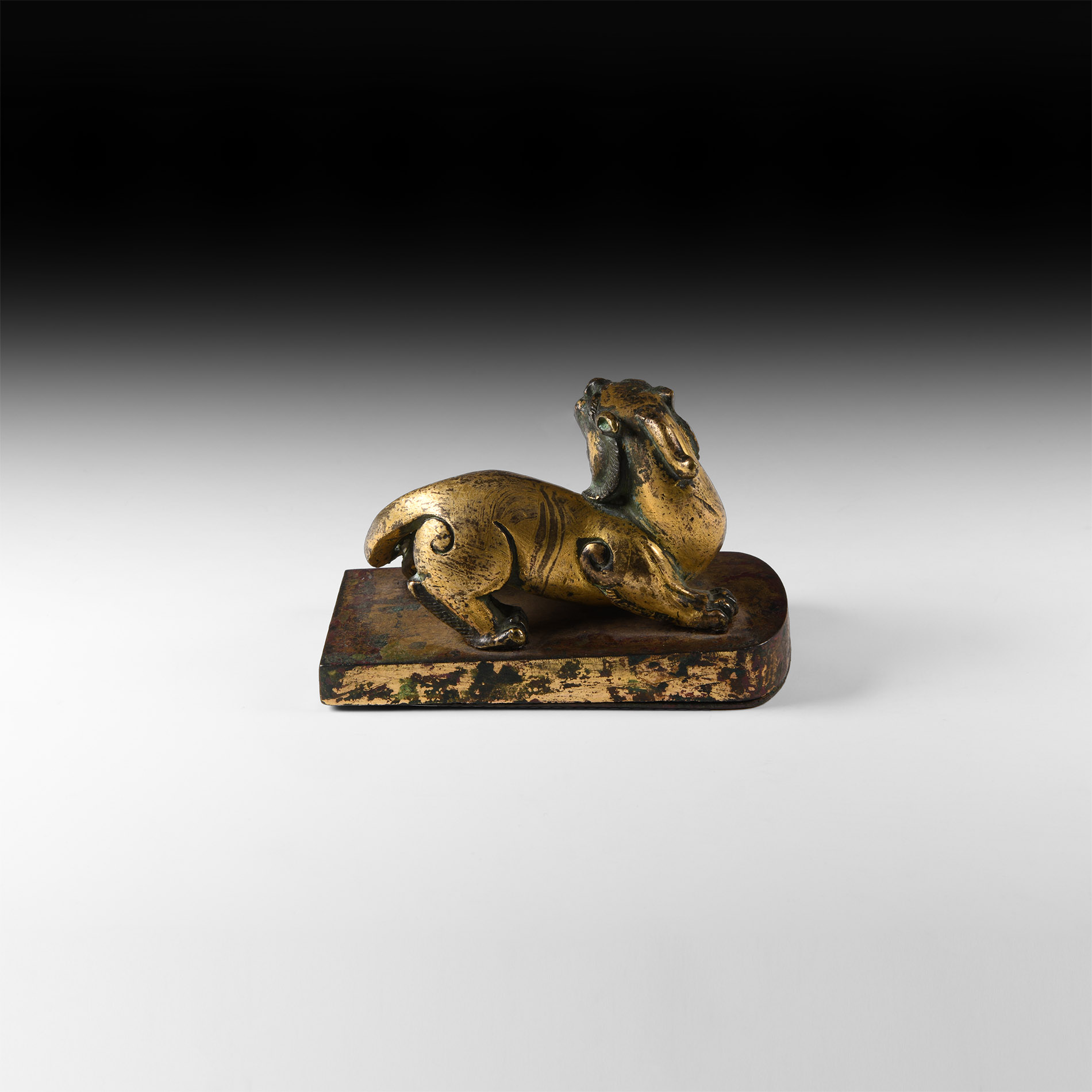 Chinese Han Style Gilt Bronze Dragon