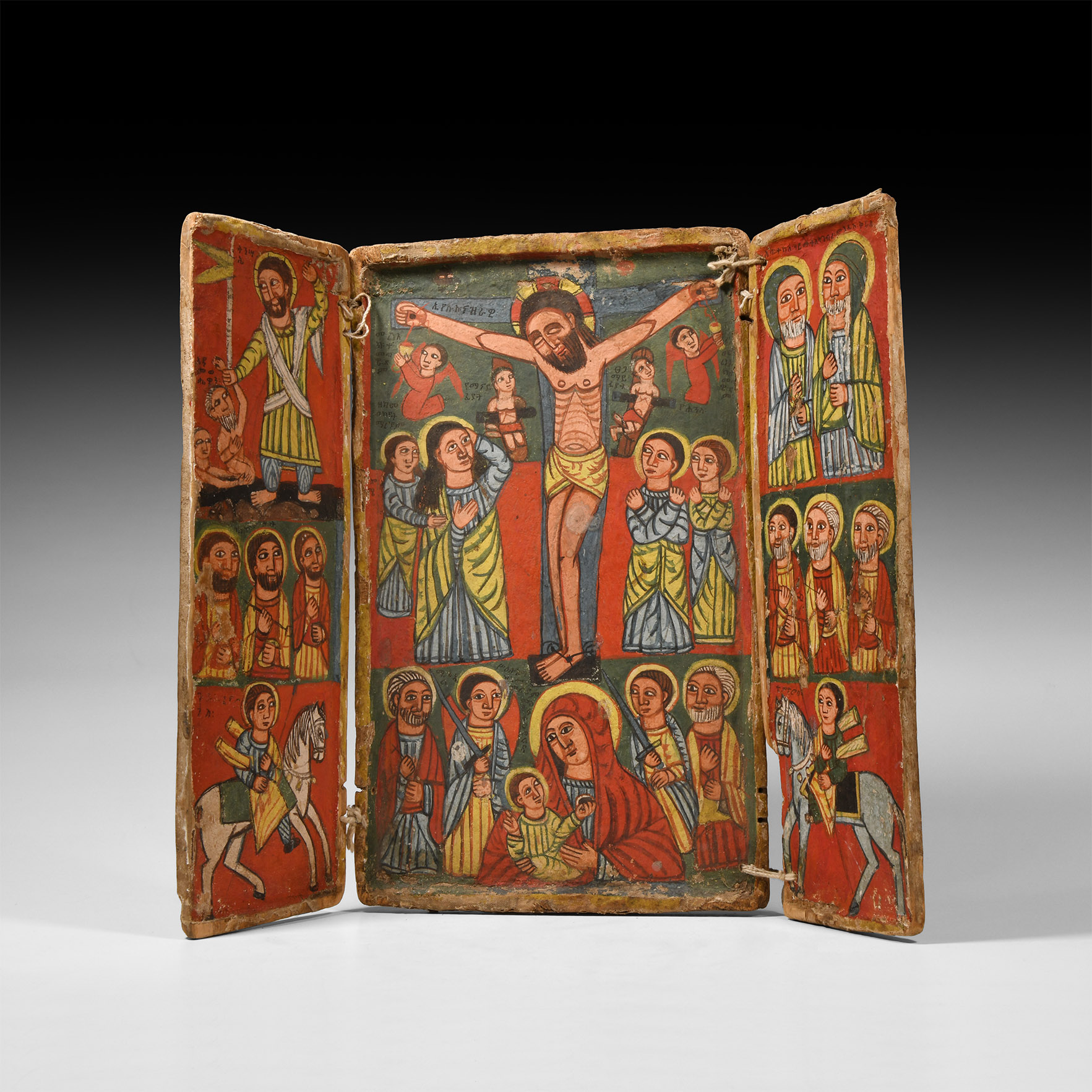 Ethiopian Triptych Icon with Mary and John the Evangelist