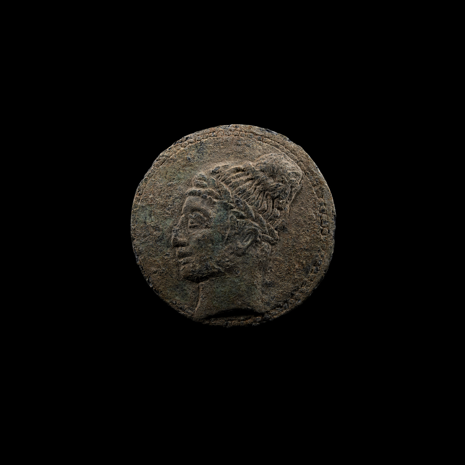 Medallion Featuring a Roman Soldier Dragging a Barbarian