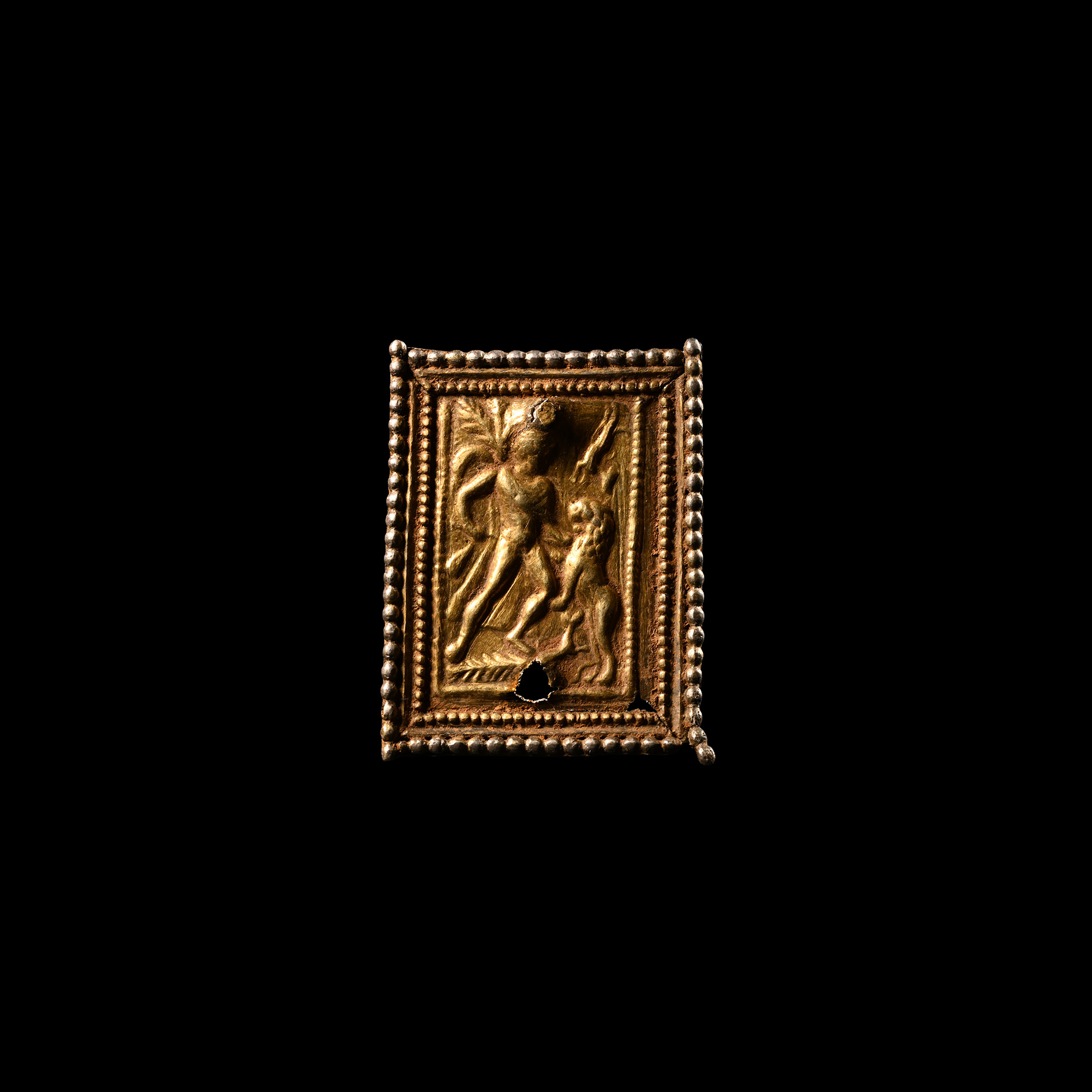 Roman Silver-Gilt Military Belt Plate with Hercules Killing the Nemean Lion