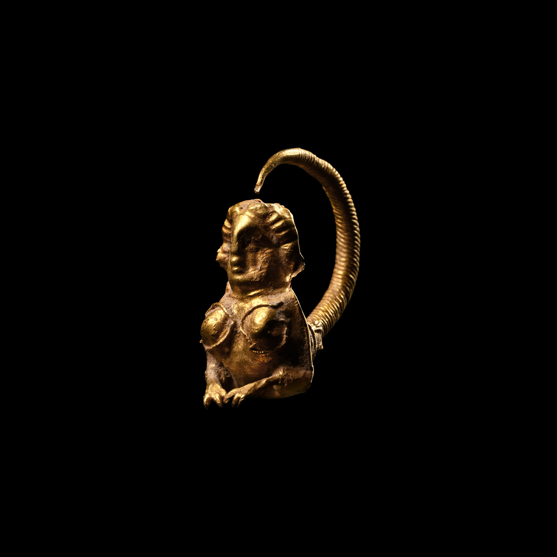 Greek Gold Sphinx Earring