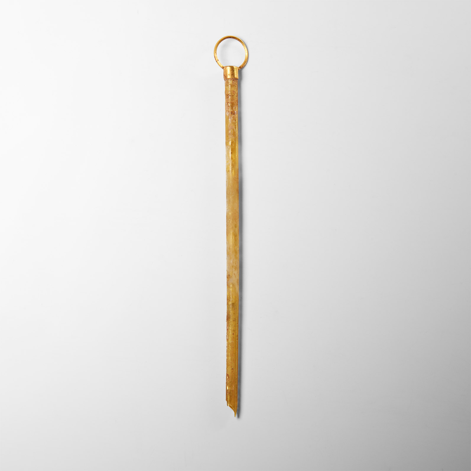 Roman Amber Glass Rod with Gold Loop