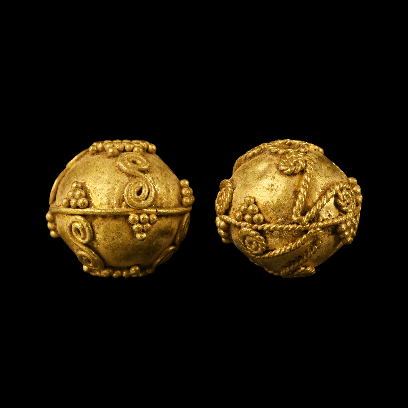 Greek Gold Bead Pair