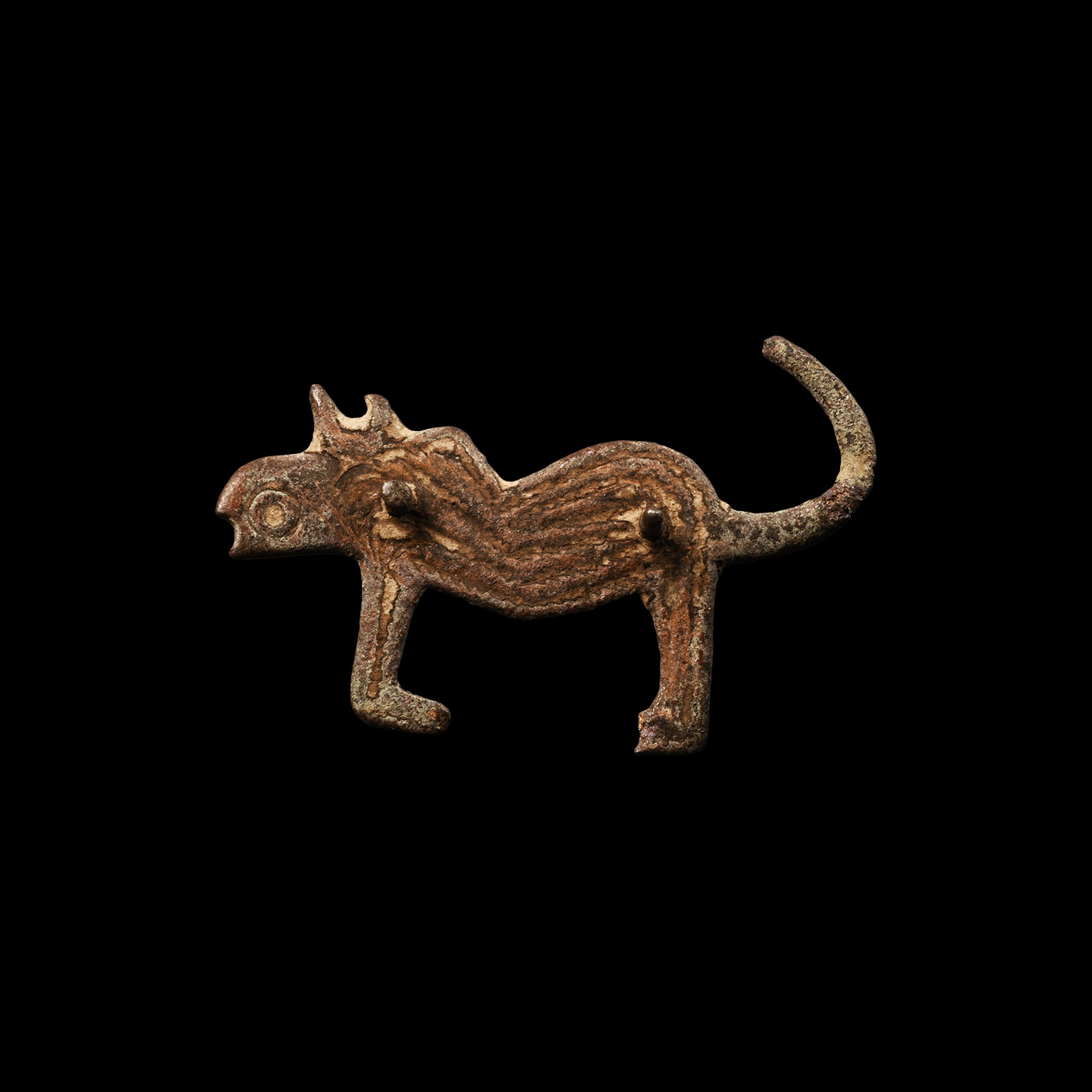 Roman Bronze Dog Brooch