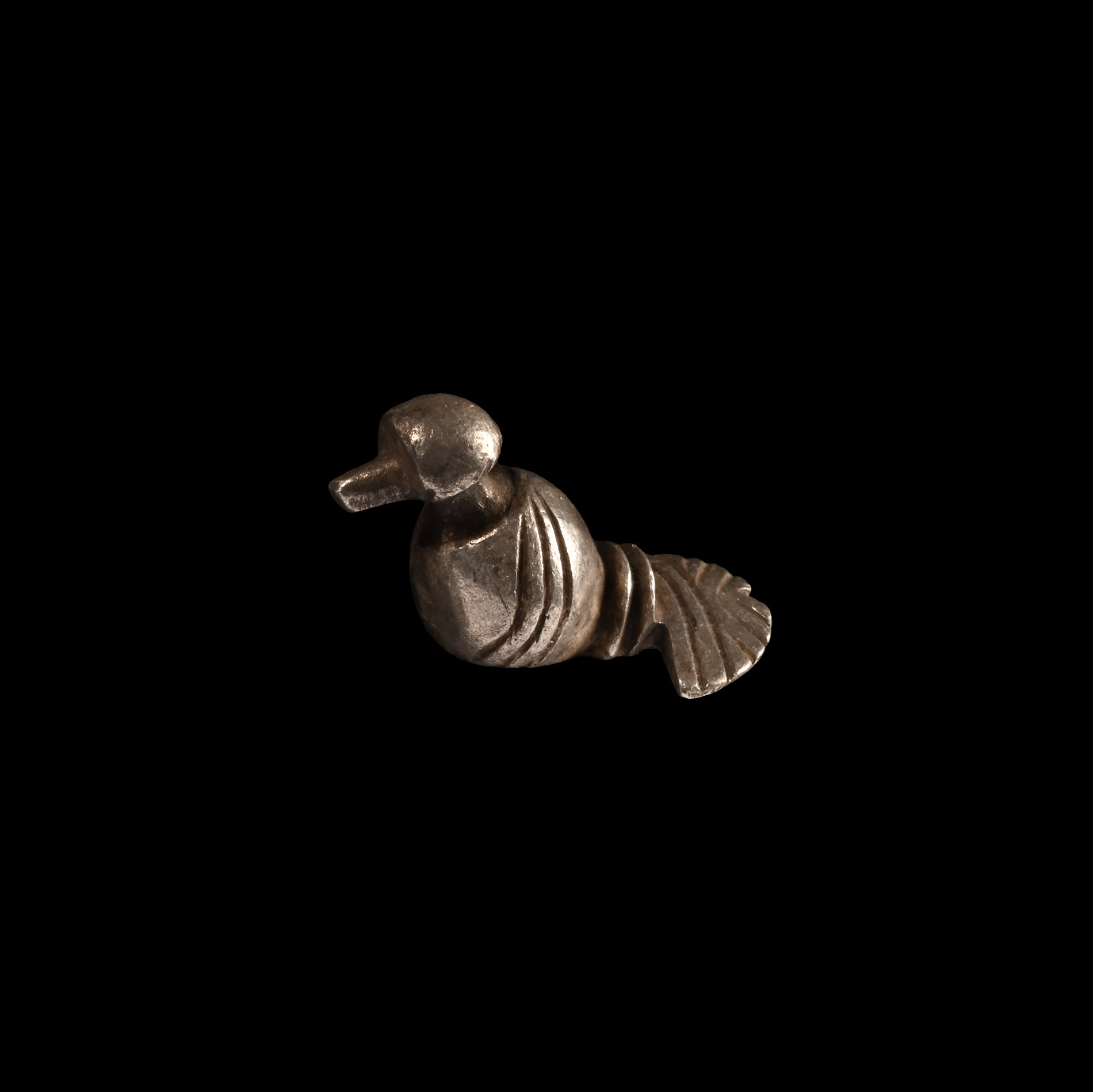 Iron Age Celtic Silver Bird Amulet with Fanned Tail