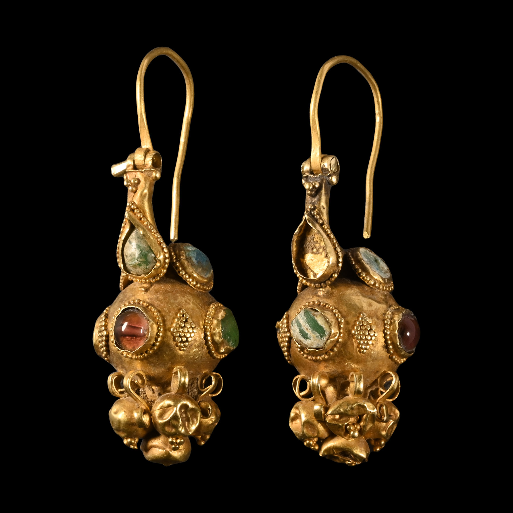 Byzantine Inlaid Gold Earrings