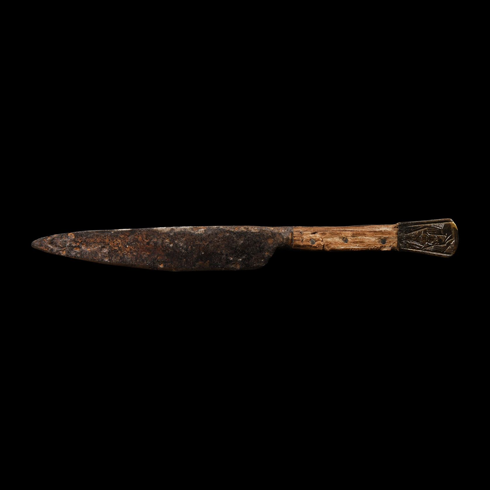 Medieval Knife with Bronze Pommel and Pelican
