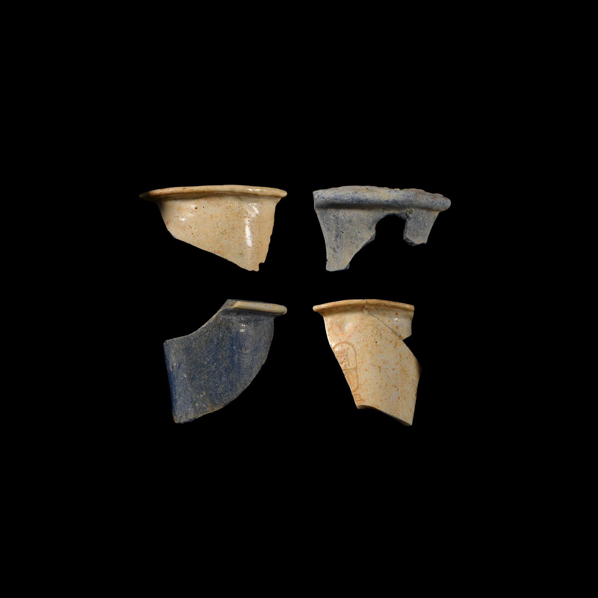 Egyptian Glass Offering Cup Fragment Group with Cartouche
