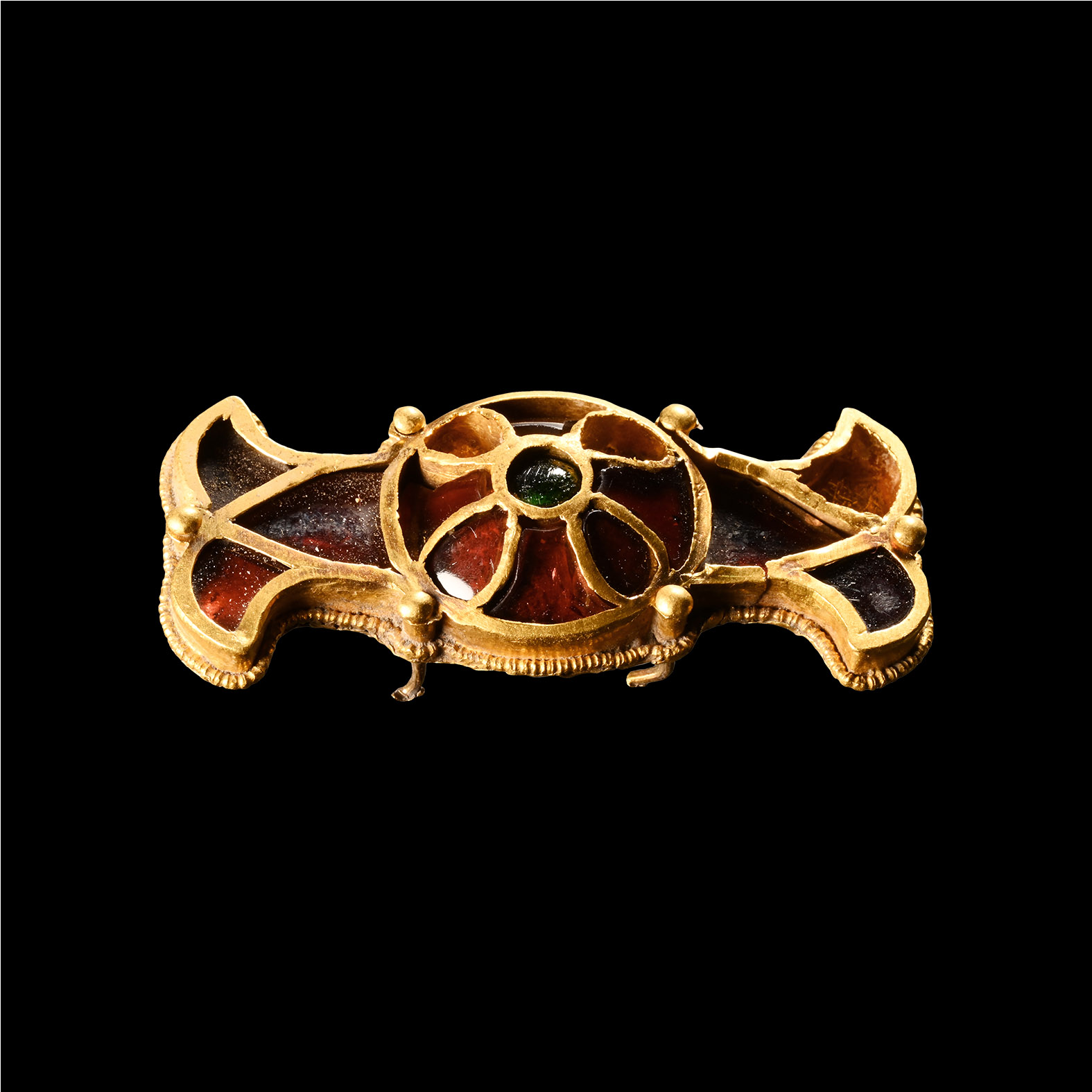Large Merovingian Gold Fish-Tailed Mount with Garnets