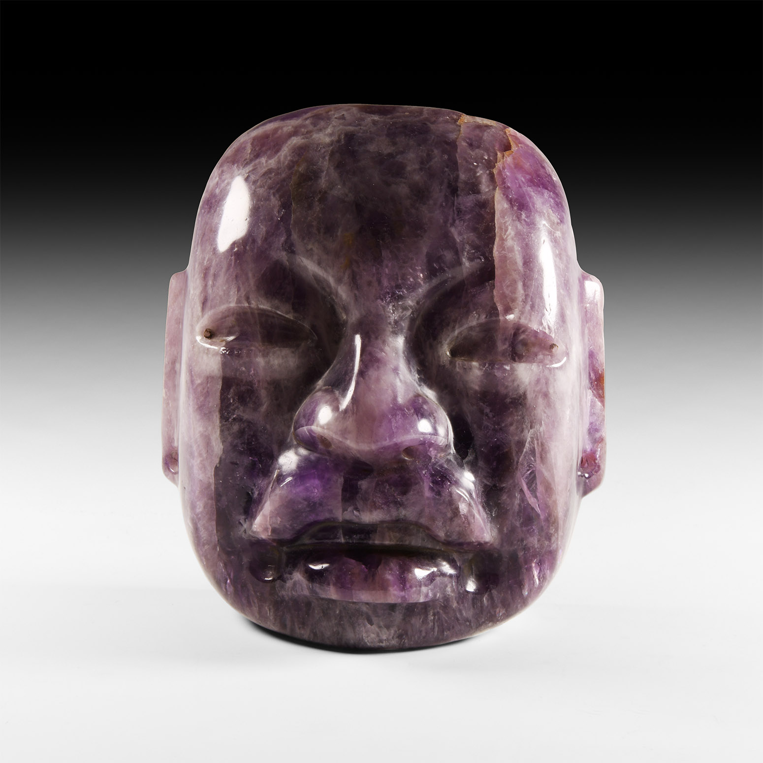 Pre-Columbian Olmec Style Amethyst Head