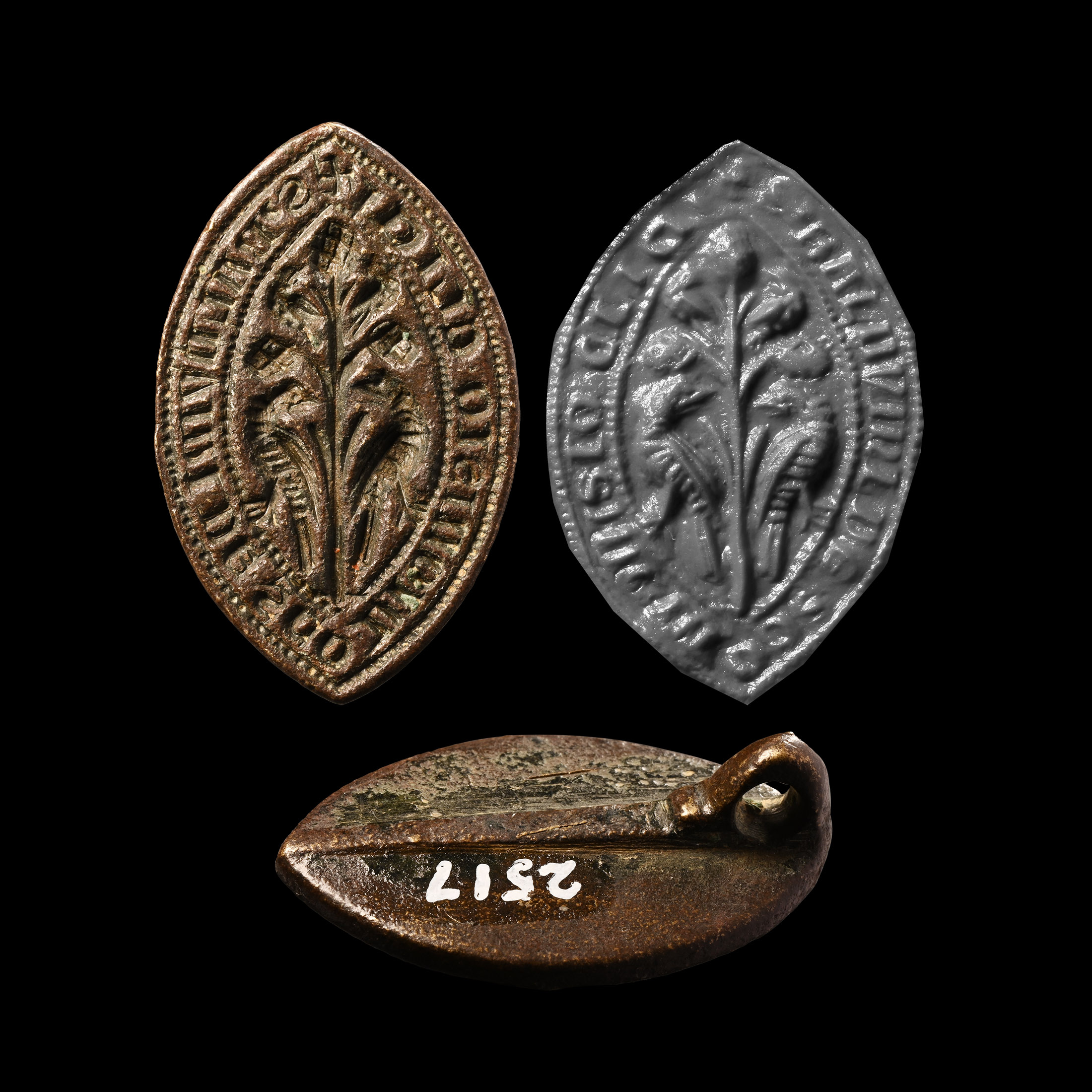 French Medieval Vesica-Shaped Seal Matrix for Radalph de Saint Dionisi