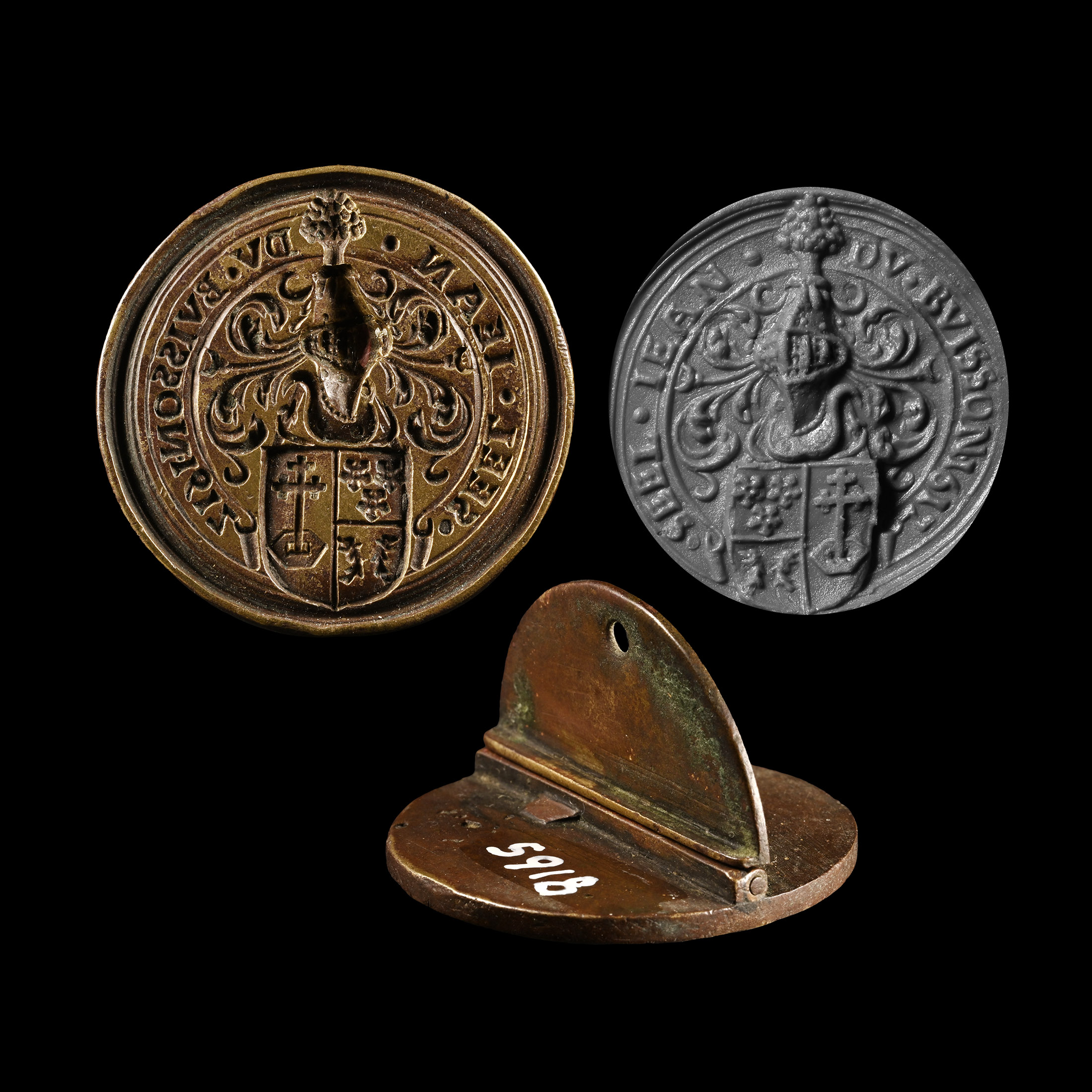 Large French Armorial Seal Matrix for Jean du Buisson