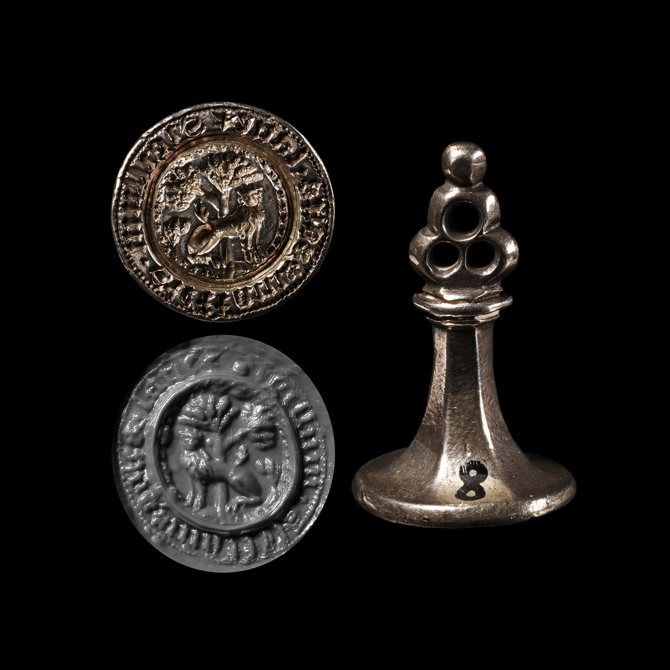 English Medieval Silver Chessman Type Seal Matrix for Stephen of Ale Lane