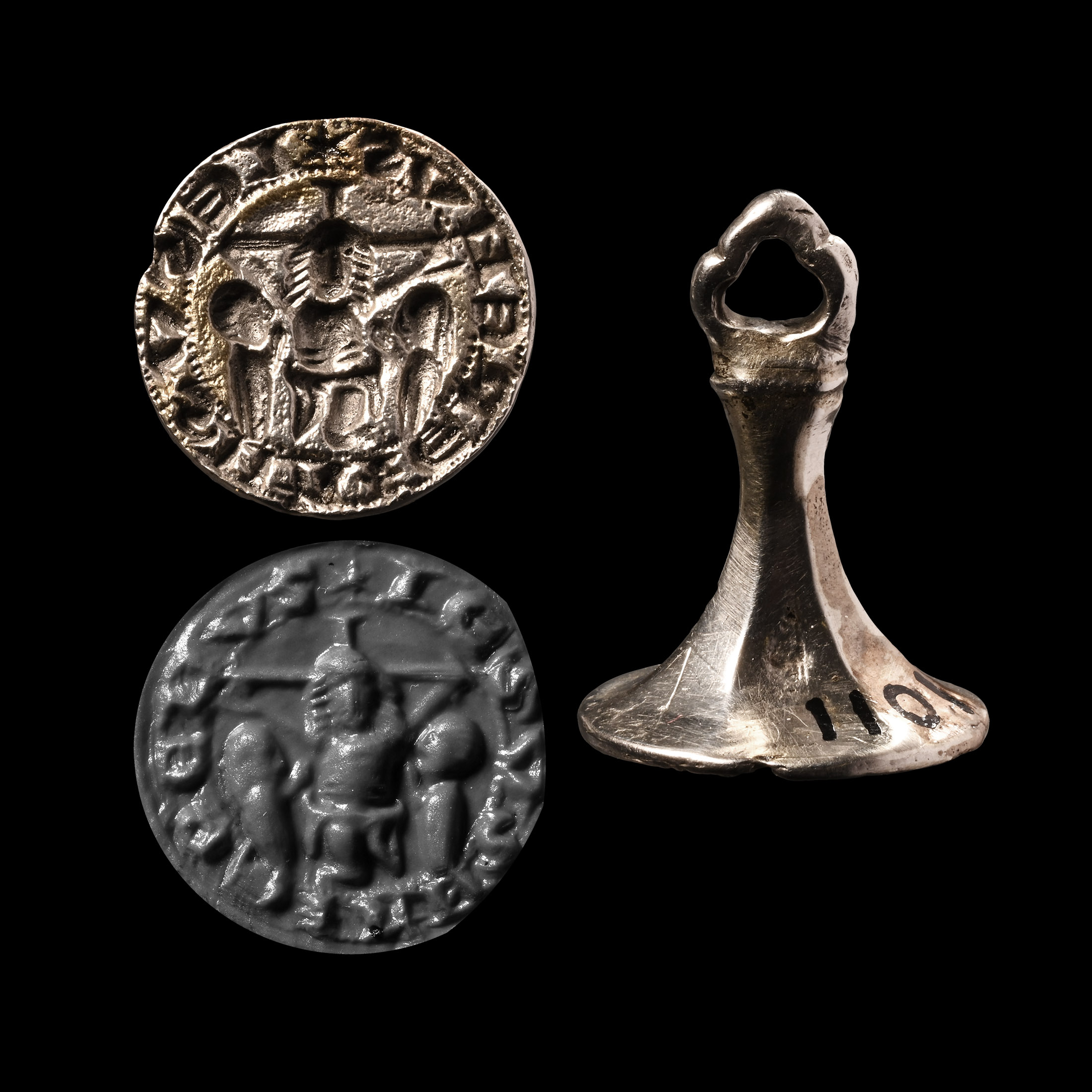 English Medieval Silver Chessman Type Seal Matrix