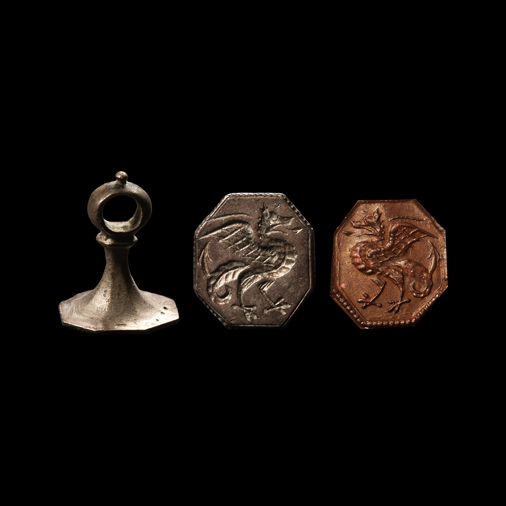 Post Medieval Silver Seal Matrix with Griffin