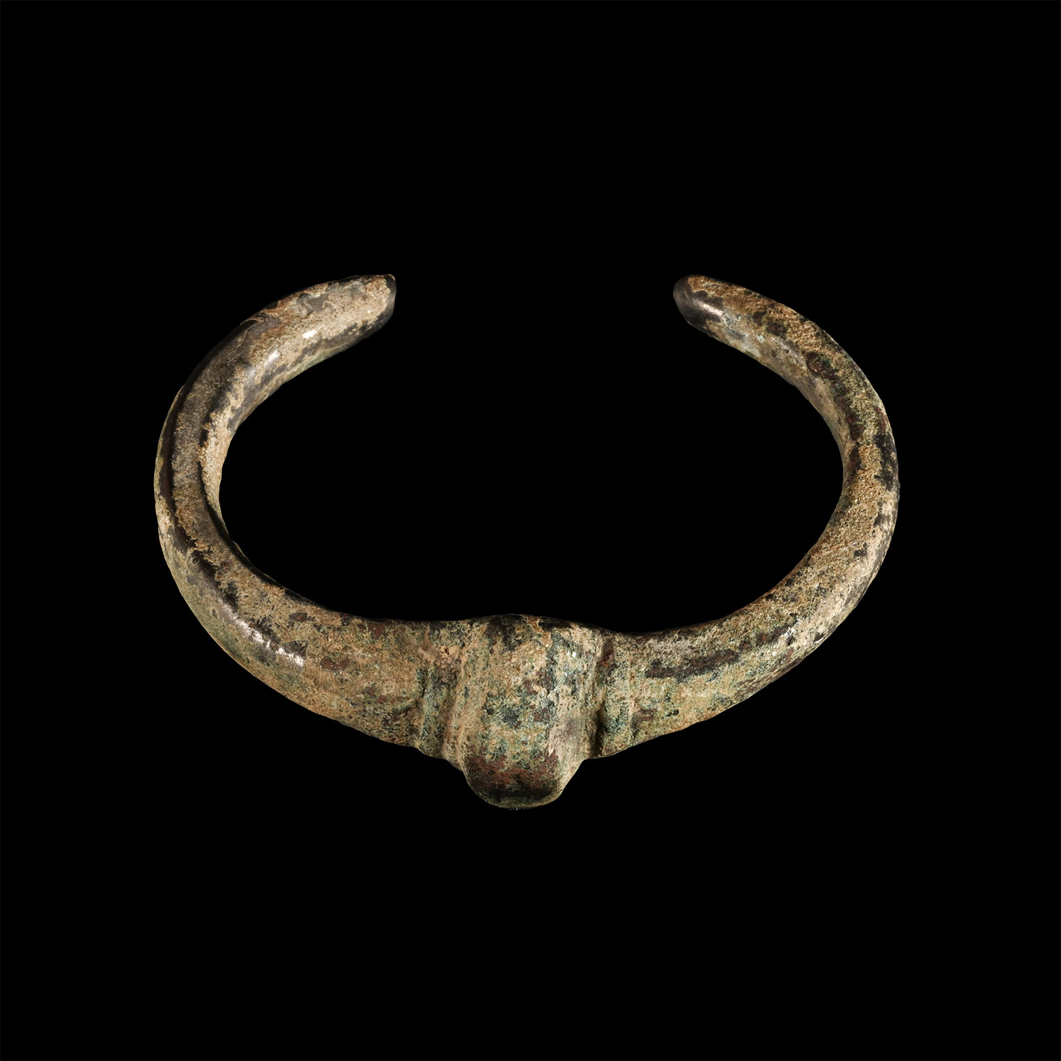 Greek Heavy Bronze Bracelet with Central Bar