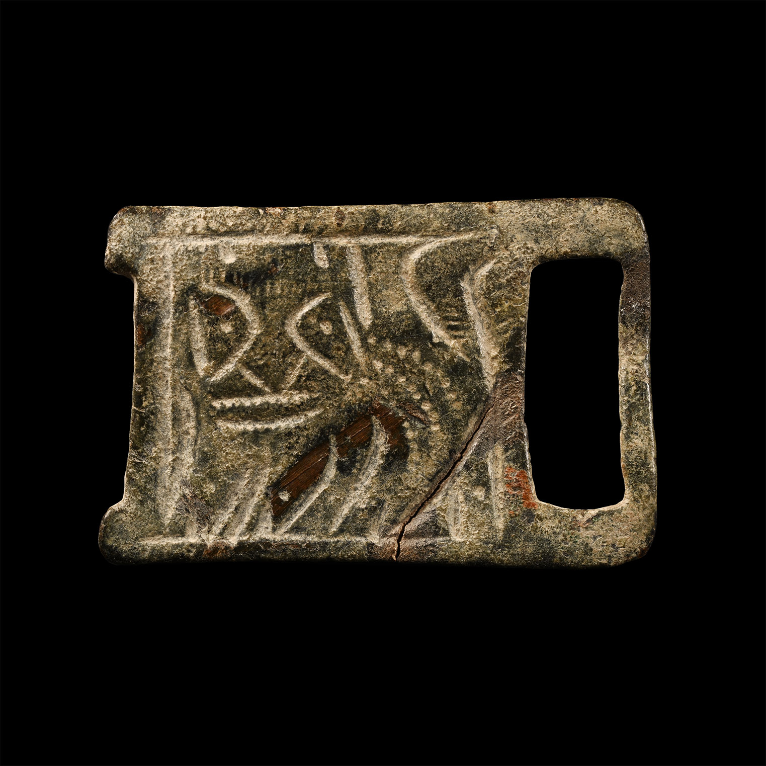 Medieval Buckle Plate with Facing Lion