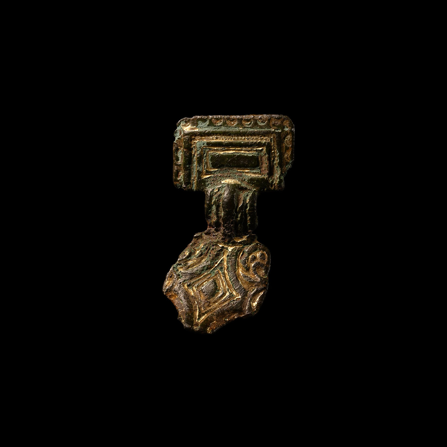Anglo-Saxon Gilt Small Square-Headed Brooch