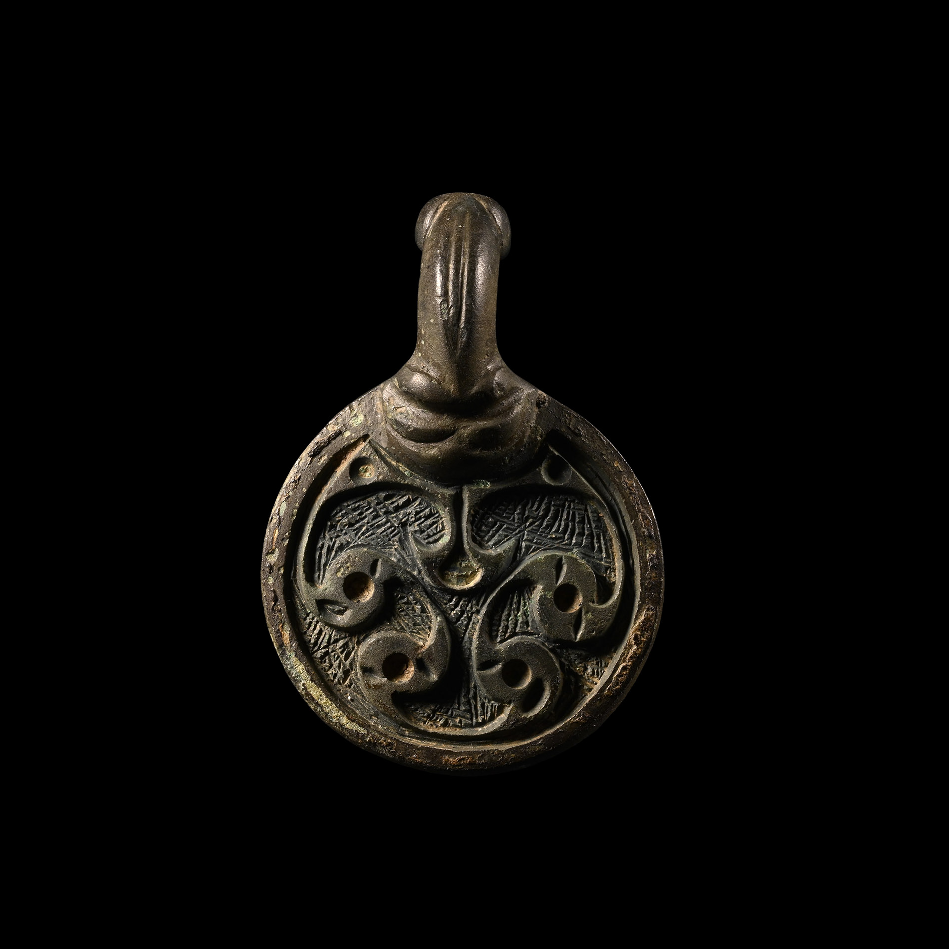 'The Pershore' Anglo-Saxon Hanging Bowl Mount with Horse-Head
